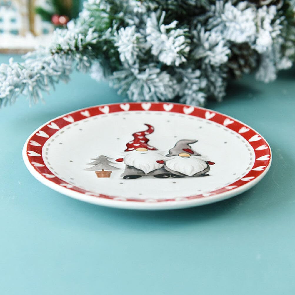 COHEALI Christmas Gnomes Ceramic Plates – Festive Holiday Dinner & Salad Serving Platter, Round Appetizer Plates for Snacks, Pasta, Cheese, Ham & Fruit – Perfect for Xmas Parties, Family Gatherings & Holiday Decor
