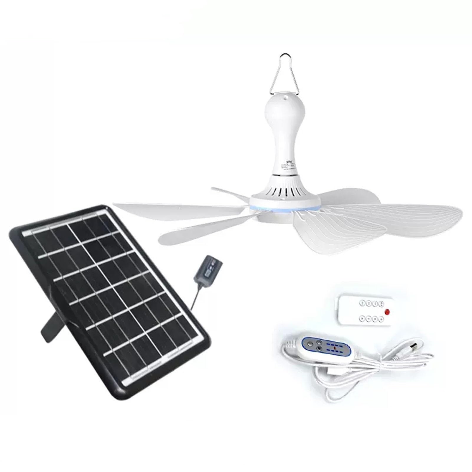 Snaweo Outdoor Solar Ceiling Fan with Remote Control - 5W/6W/10W Rechargeable Solar Fan for Chicken Coop, Greenhouse, Shed, Gazebo - 6 Adjustable Blades with Hook & Cord - Perfect for Patio, Barn, RV & Off-Grid Living