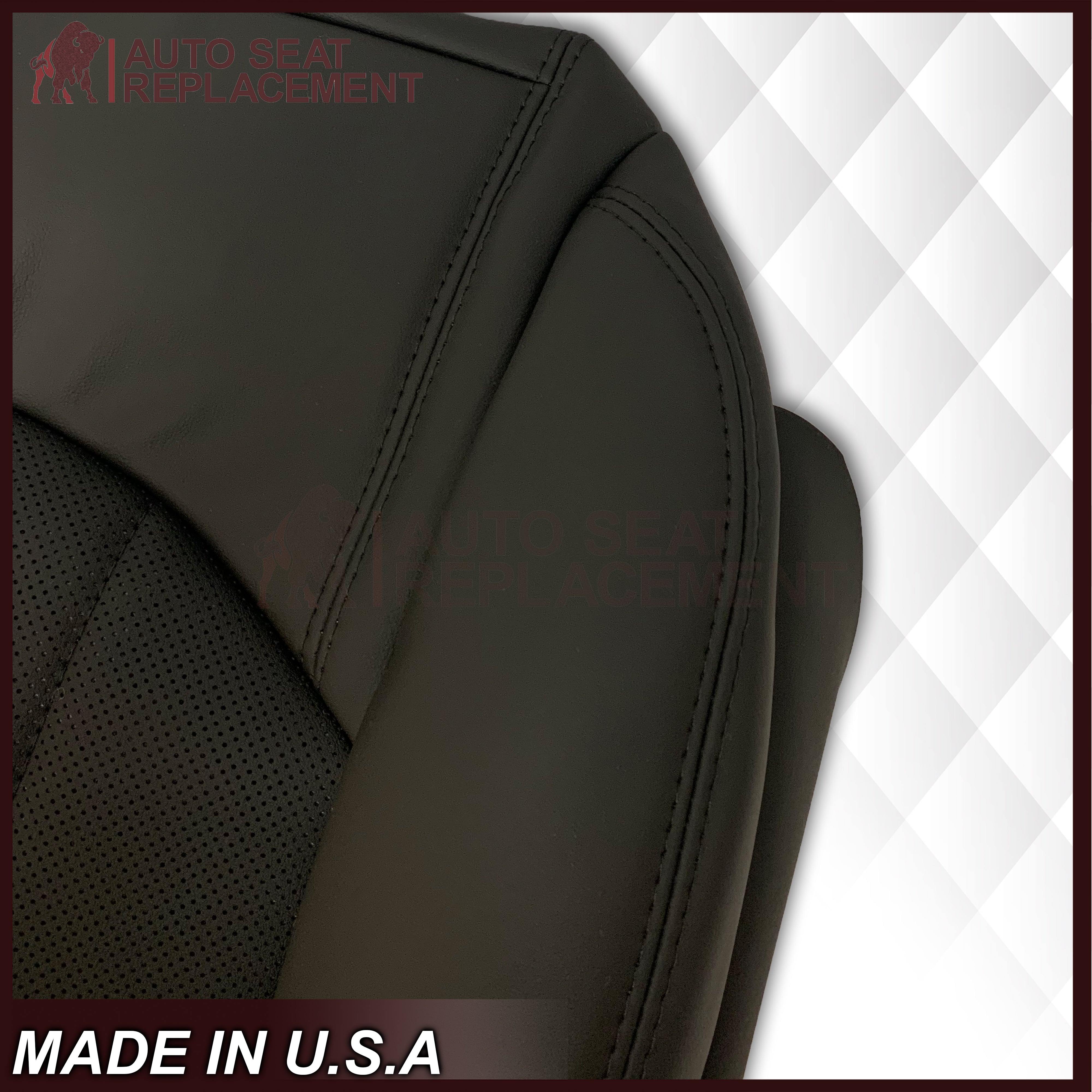 2007-2012 GMC Acadia Denali Black Perforated Seat Covers - Leather or Vinyl Options for Driver & Passenger Side | Premium Car Interior Upgrade for Comfort & Style