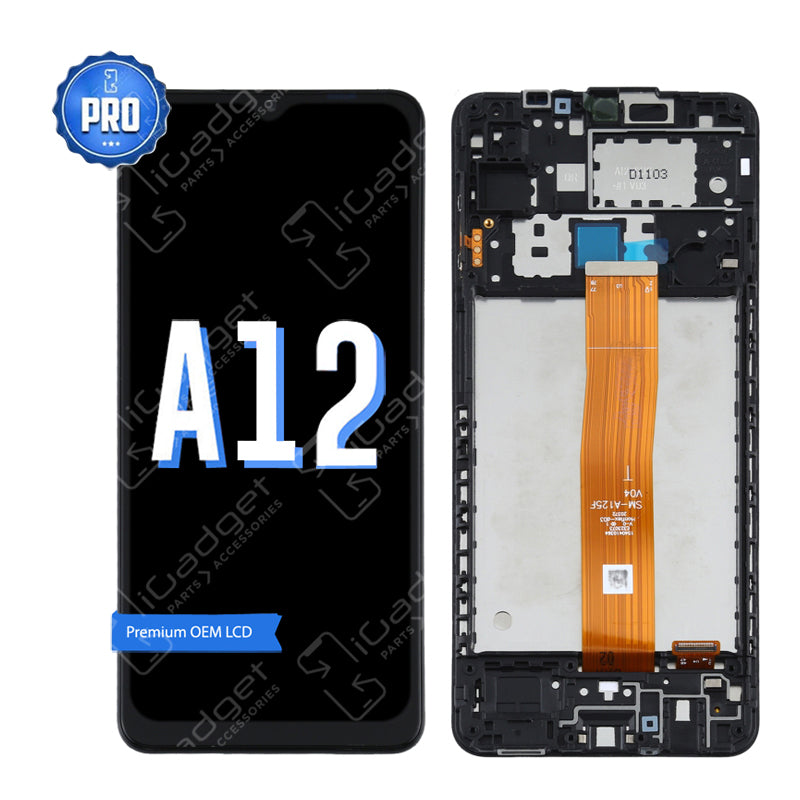 Samsung Galaxy A12 LCD Screen Replacement with Digitizer & Middle Frame - OEM Quality | Fix Cracked or Broken Display for Home & DIY Repair