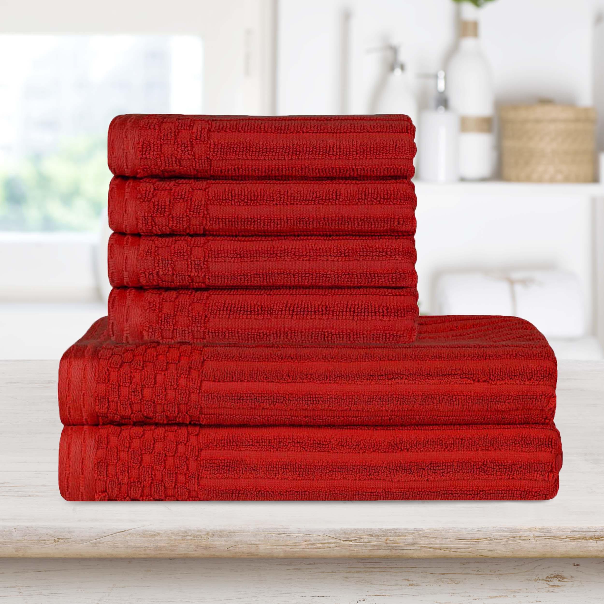 Premium Soho Ribbed Textured Cotton Bath Towel Set - Ultra Absorbent, Quick-Drying Hand & Bath Towels for Spa, Gym, and Luxury Home Use