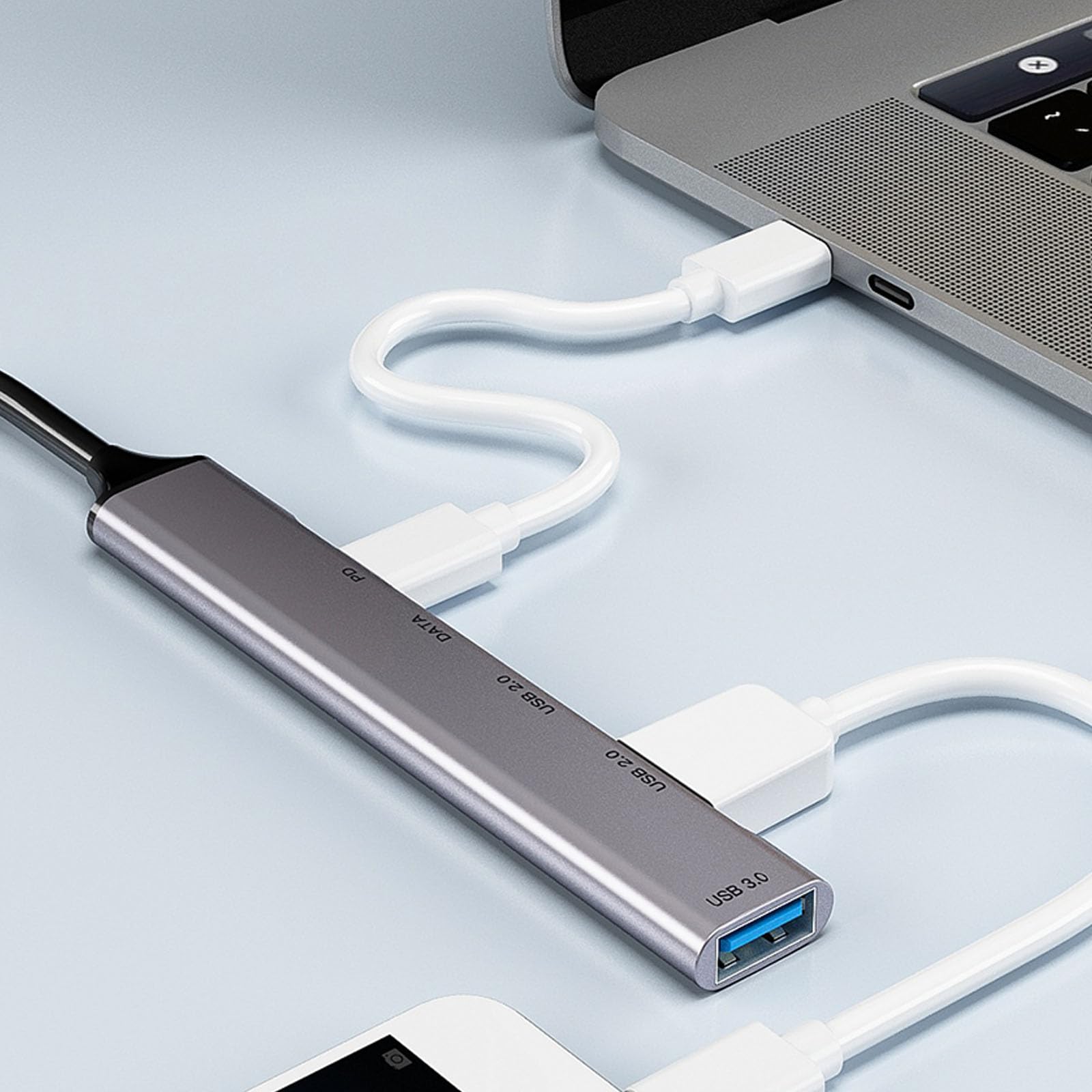 HDKEAN USB C Hub 7-in-1 Multiport Adapter with 1xUSB 3.0, 2xUSB 2.0, 1xUSB-C PD 60W - 10Gbps Aluminum Alloy Laptop Charging Hub for MacBook Pro/Air, Dell XPS, Surface Pro - Perfect for Home Office & Travel