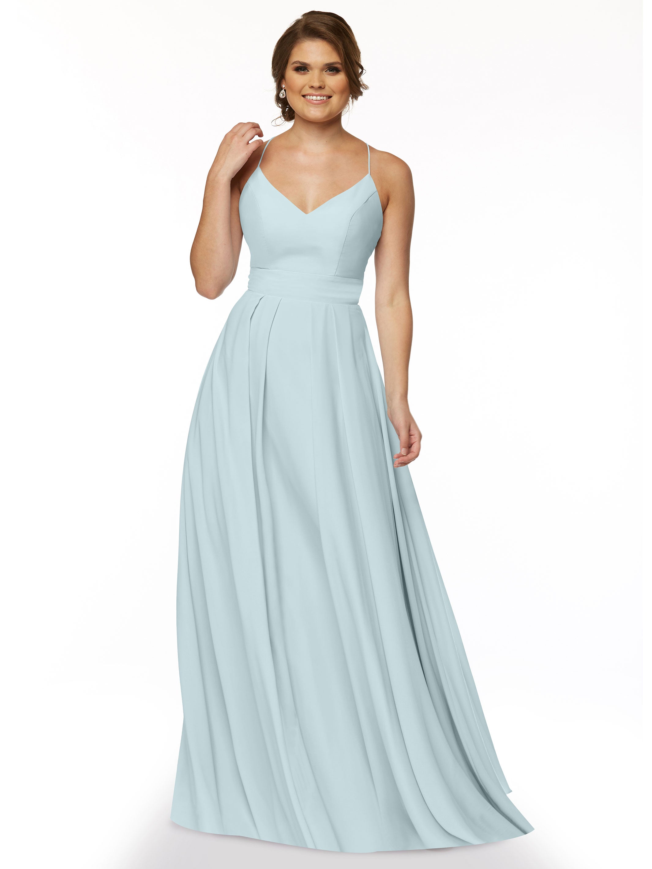 Elegant 83027 Simple Stretch Chiffon A-Line Bridesmaid Dress with Pleats - Perfect for Weddings, Formal Events & Special Occasions