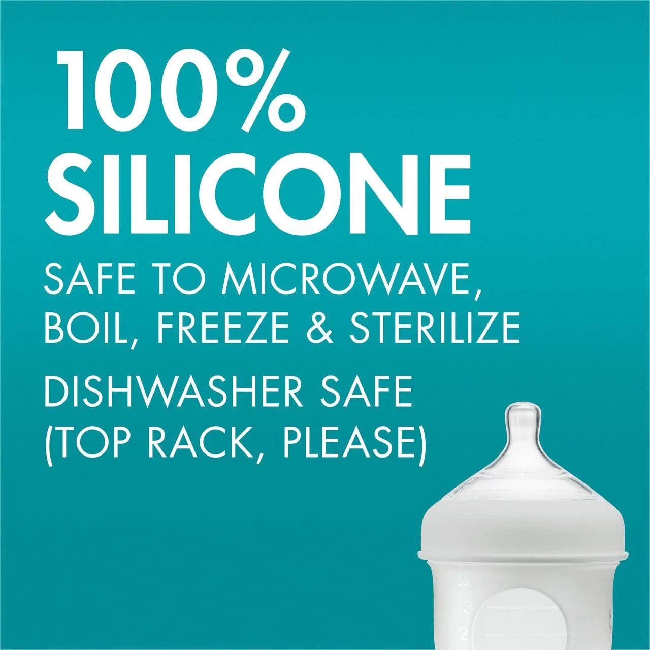 Boon NURSH Silicone Pouch Bottle - 4oz or 9oz Baby Feeding Bottle | Leak-Proof, BPA-Free | Perfect for Travel, Daycare & On-the-Go Feeding