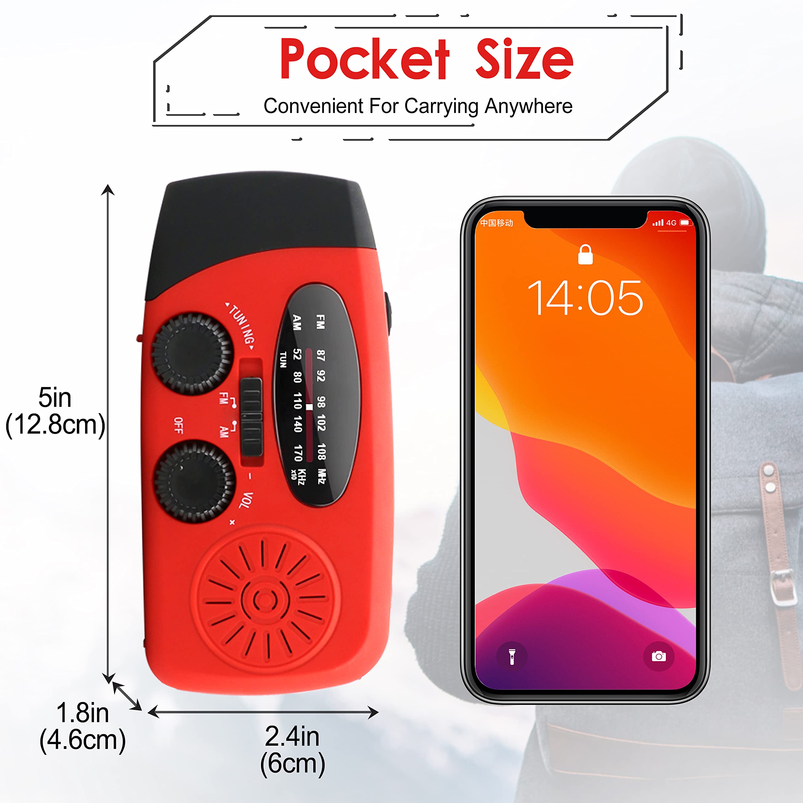 Emergency Hand Crank AM/FM NOAA Weather Radio with LED Flashlight, 2000mAh Power Bank & Solar Charging - Portable Survival Radio for Camping, Hiking, Power Outages and Emergency Preparedness