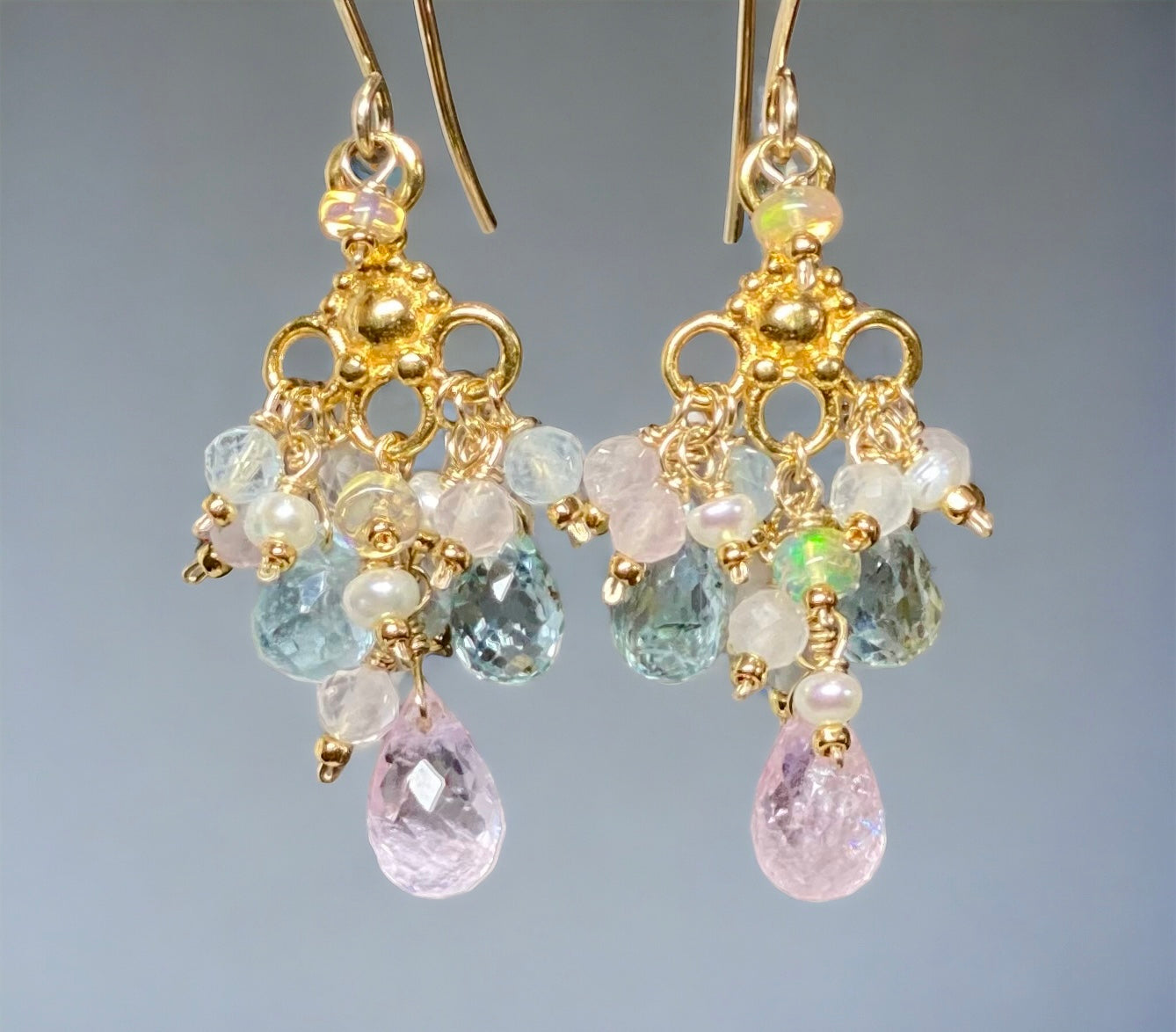 Aquamarine Dangle Chandelier Earrings - 14K Gold Filled Statement Jewelry for Women | Elegant Wedding, Party & Evening Wear Accessories