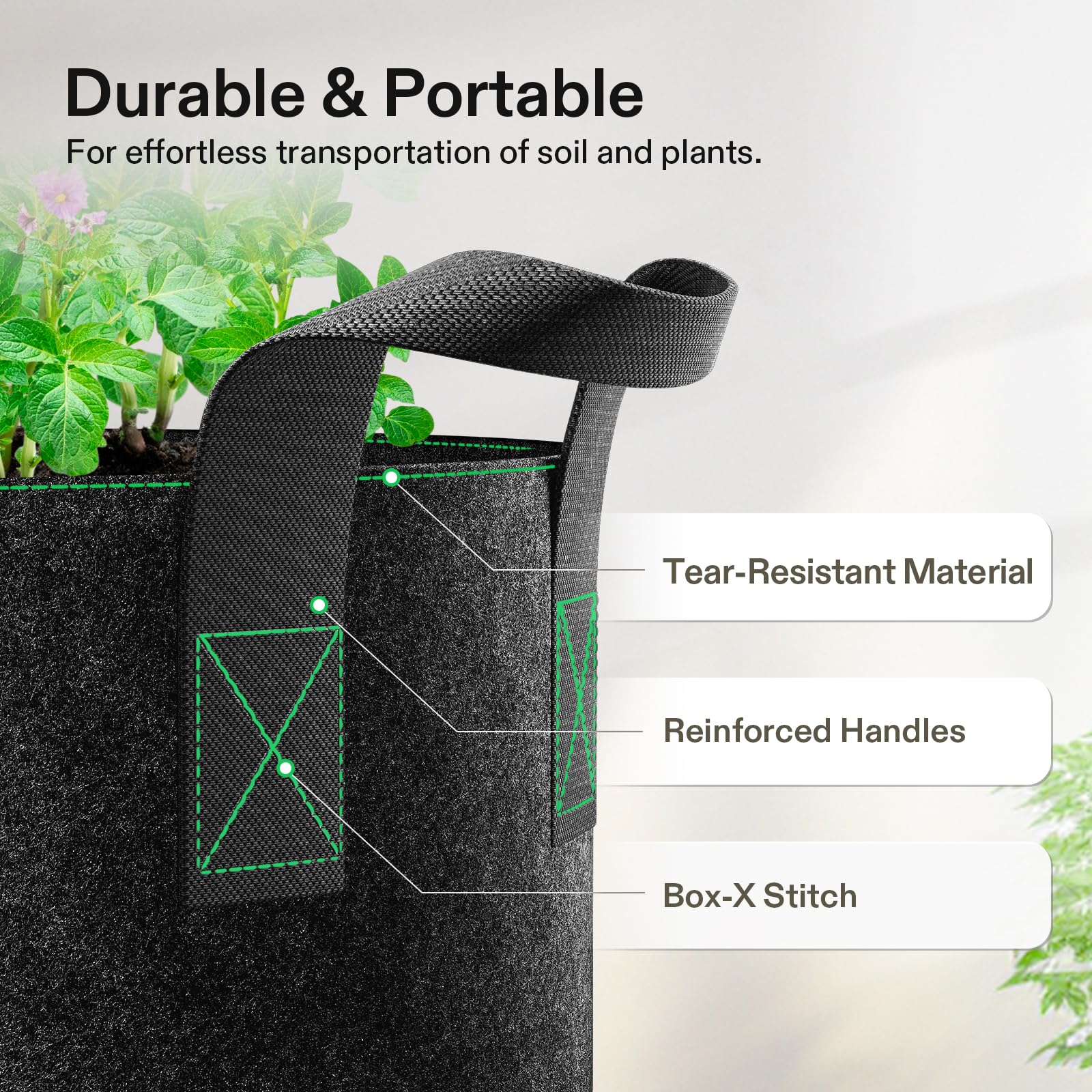 VIVOSUN Professional Gardening Hand Pruner with Curved Blades & 5 Gallon Fabric Grow Bags with Handles - Perfect for Trimming Plants, Herbs, and Indoor/Outdoor Gardening