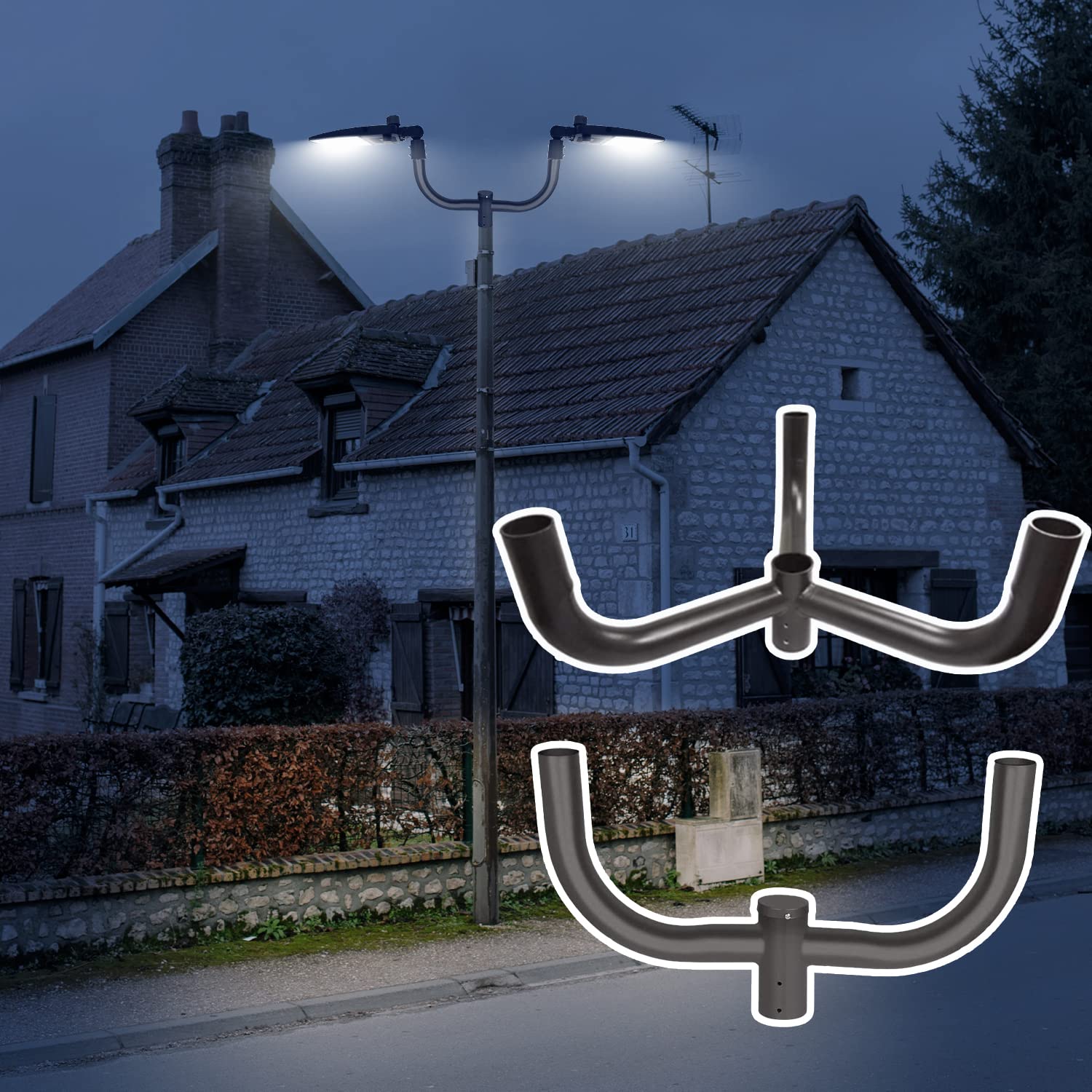 Triple Bullhorn Bracket with 3 Arms at 120 Degrees - 2 3/8