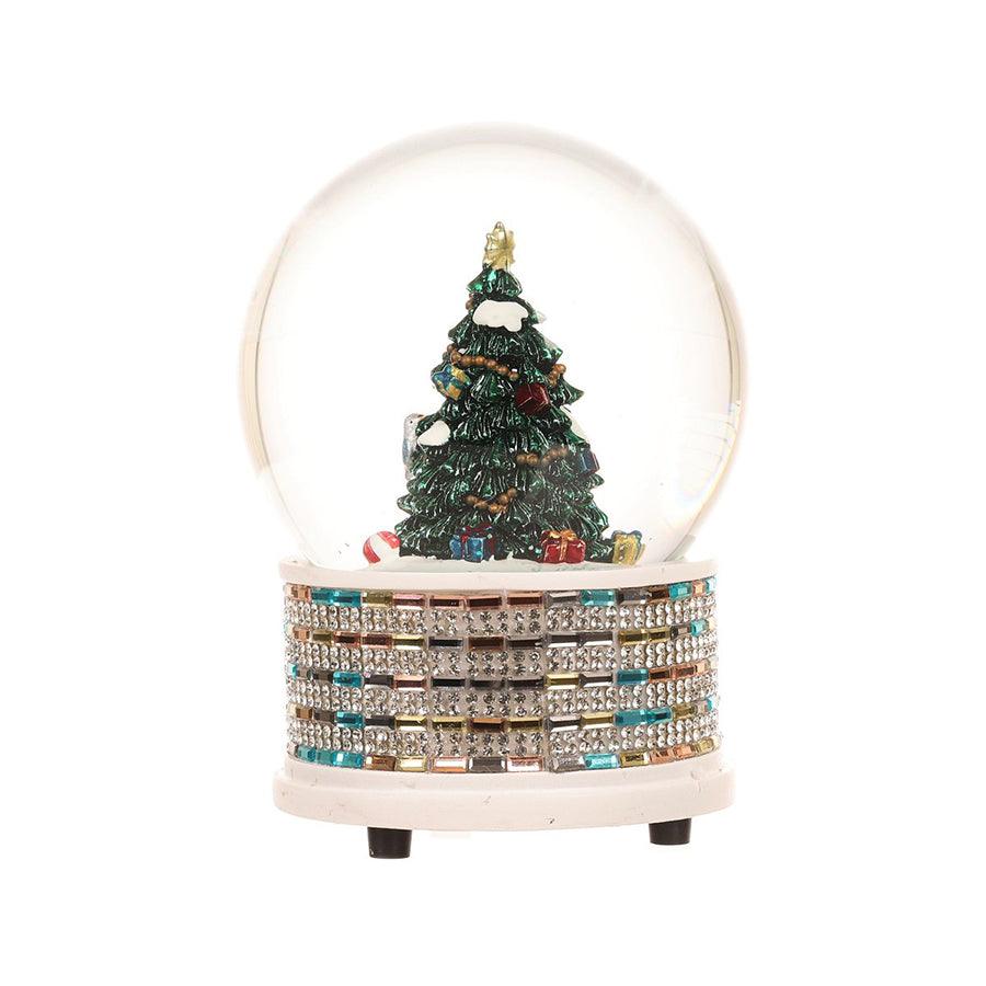 HARMONIER Christmas Music Snow Globe with Xmas Tree - 10cm Diameter, 800g - Perfect Holiday Decor for Home, Office & Gift Giving