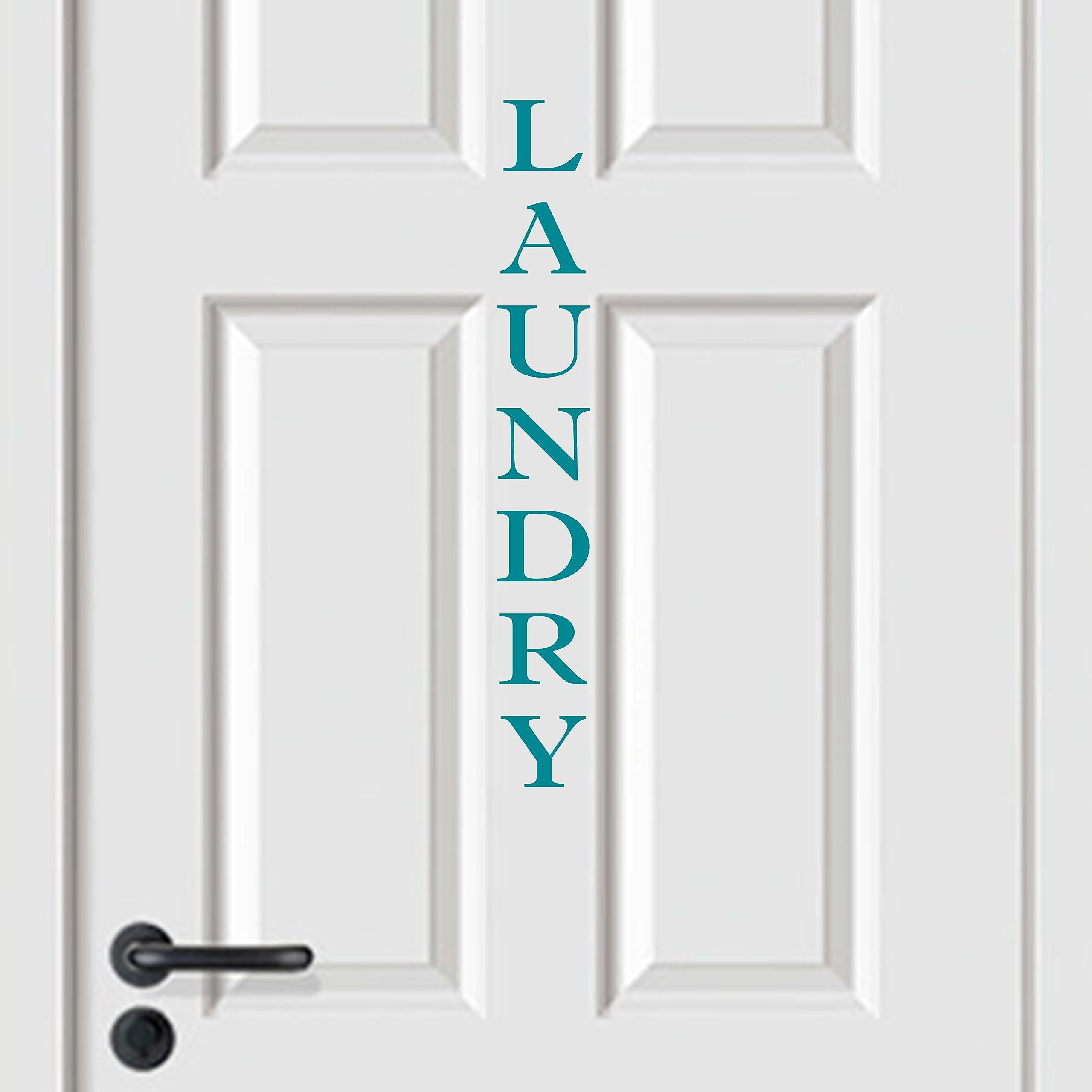 Laundry Room Wall Decal Sticker - Removable Vinyl Door Decor for Laundry Room Organization | Made in USA | Teal Blue Design | Perfect for Home, Apartment & Laundry Room Decor