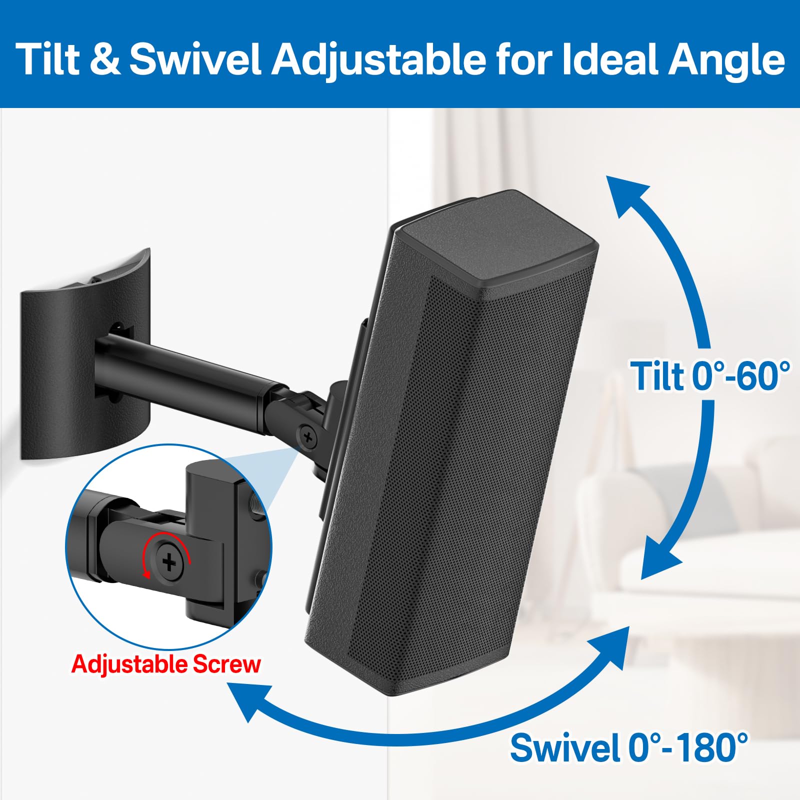 **Adjustable Bose Speaker Wall Mount Bracket - Compatible with Bose UB-20 Series II, SoundTouch, CineMate, Lifestyle & Acoustimass Speakers - Black - Perfect for Home Theater & Surround Sound Setup**
