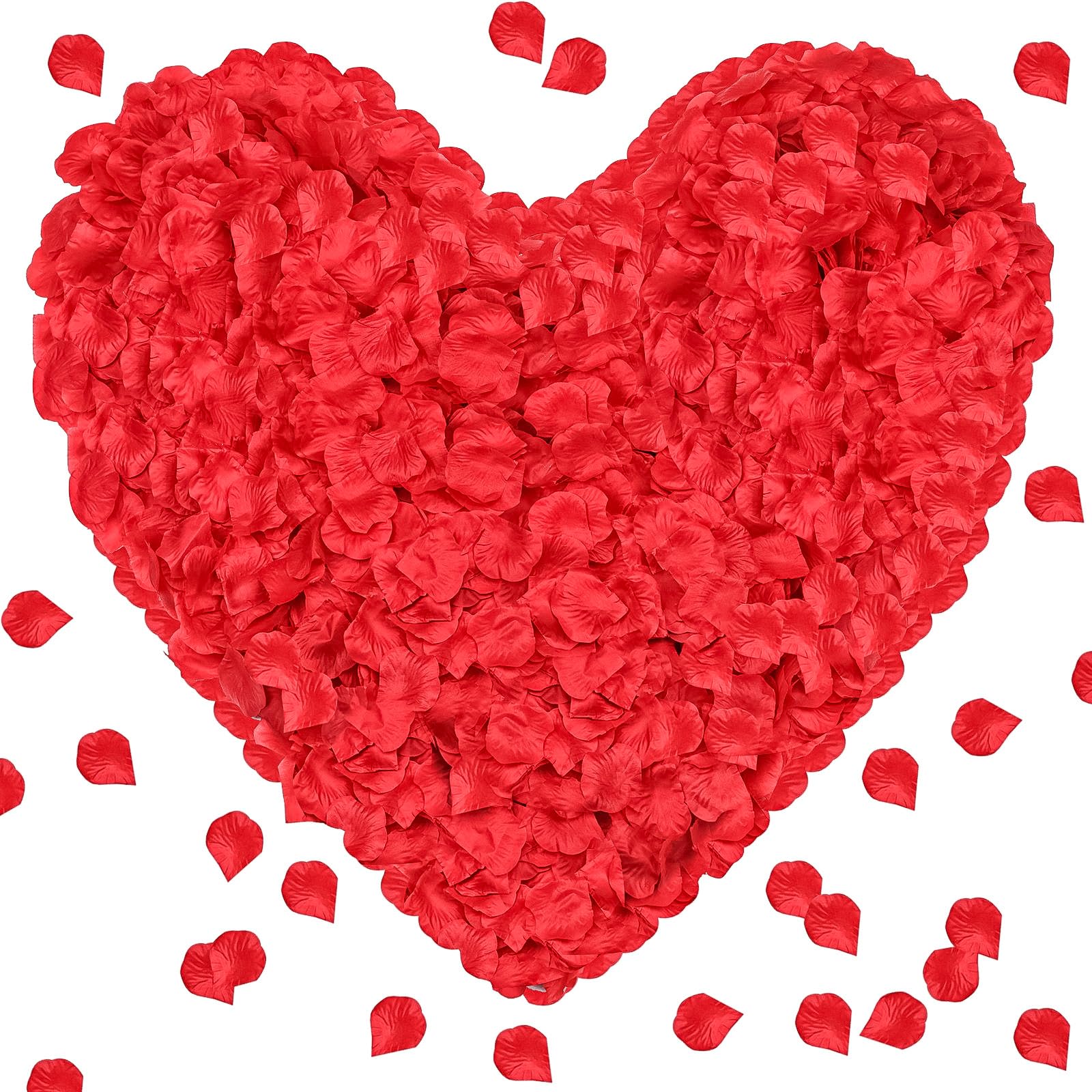 1000Pcs Artificial Silk Rose Petals - Realistic Fake Red Flower Petals for Wedding Decorations, Romantic Proposals, Anniversary Parties & Home Decor | Perfect for Table Scatters, Aisle Walkways & Photo Backdrops