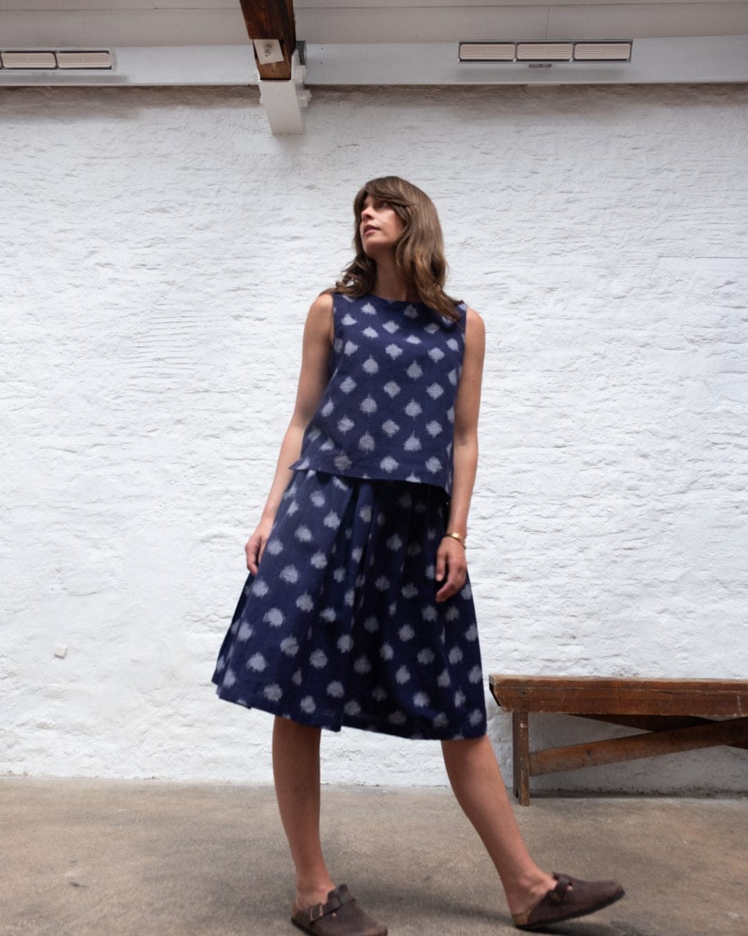 Jordan Women's Cotton Casual Skirt | Indigo Dot Print | Comfortable Summer Skirt for Women | Perfect for Beach, Vacation & Everyday Wear