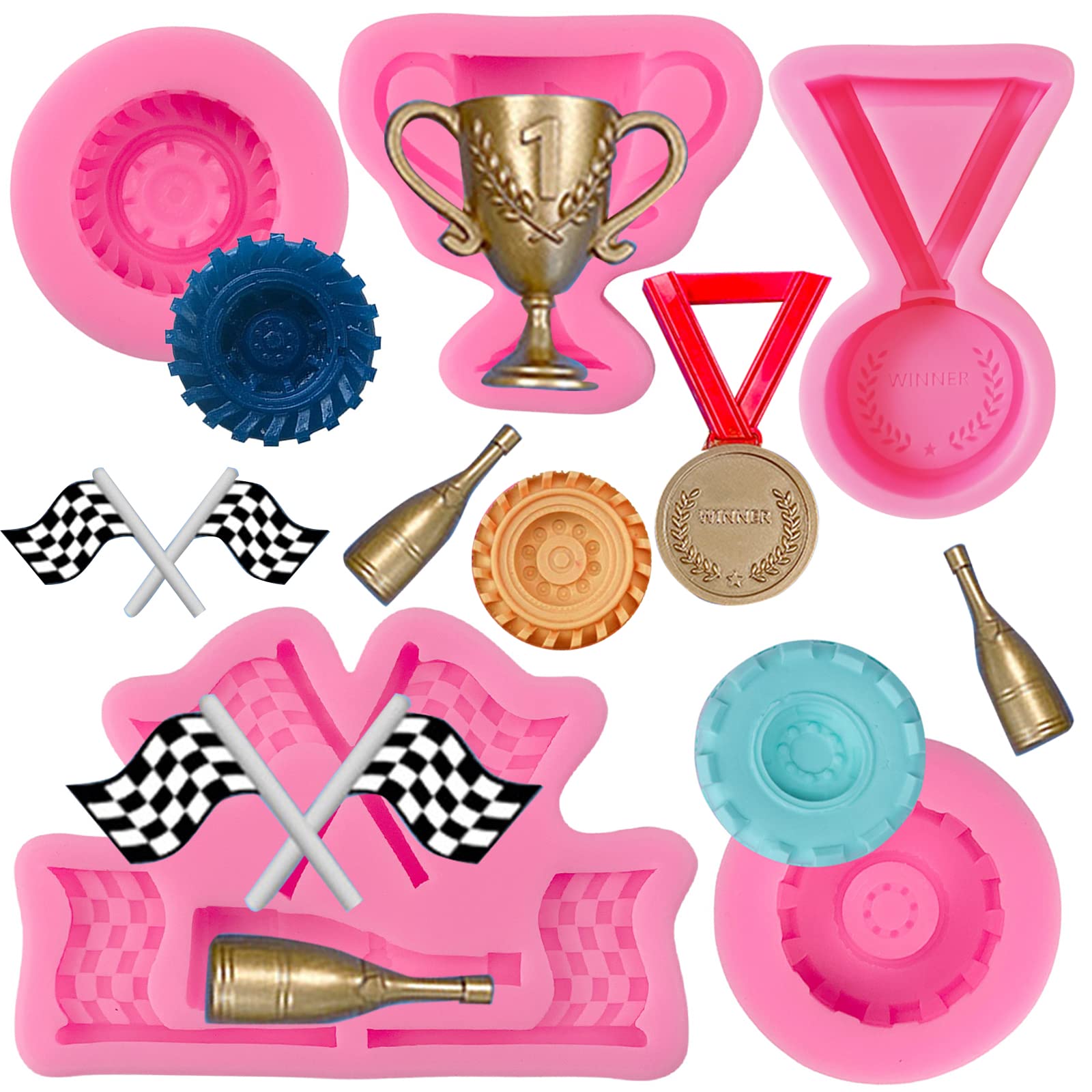Rainmae 3D Race Car Tire Silicone Molds - Set of Round Fondant & Chocolate Candy Molds for Baking, Cupcake Toppers, DIY Birthday Cakes, Clay & Resin Crafts - Perfect for Racing Car Themed Parties & Edible Decorations