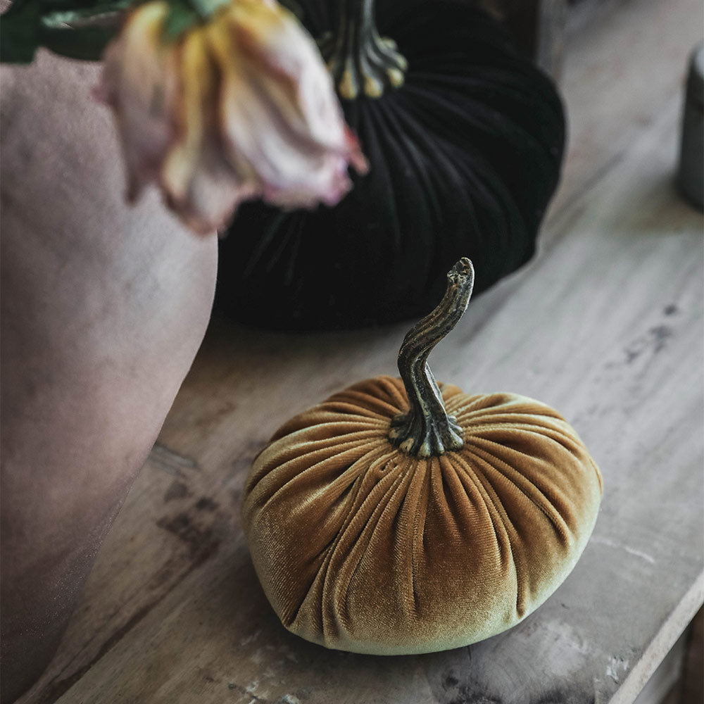 Luxury Velvet Pumpkin Decor for Fall - Elegant Autumn Home Decor, Thanksgiving & Halloween Table Centerpiece, Seasonal Mantel Display