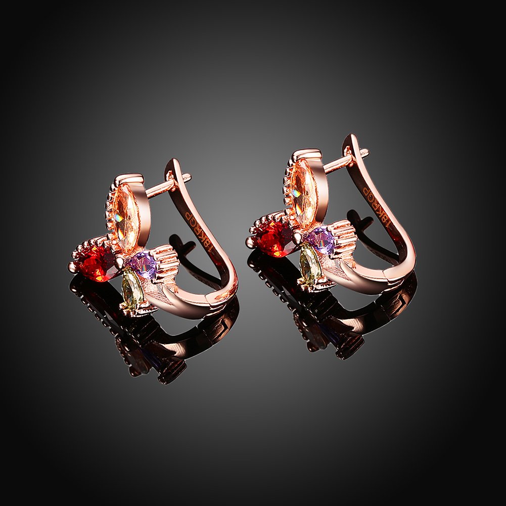 **AAA Zircon Butterfly Stud Earrings for Women - Rose Gold Plated Clip-On Crystal Earrings | Fashion Jewelry Gift for Wife, Girlfriend, Anniversary & Birthday | Elegant Accessories for Parties, Weddings & Daily Wear**