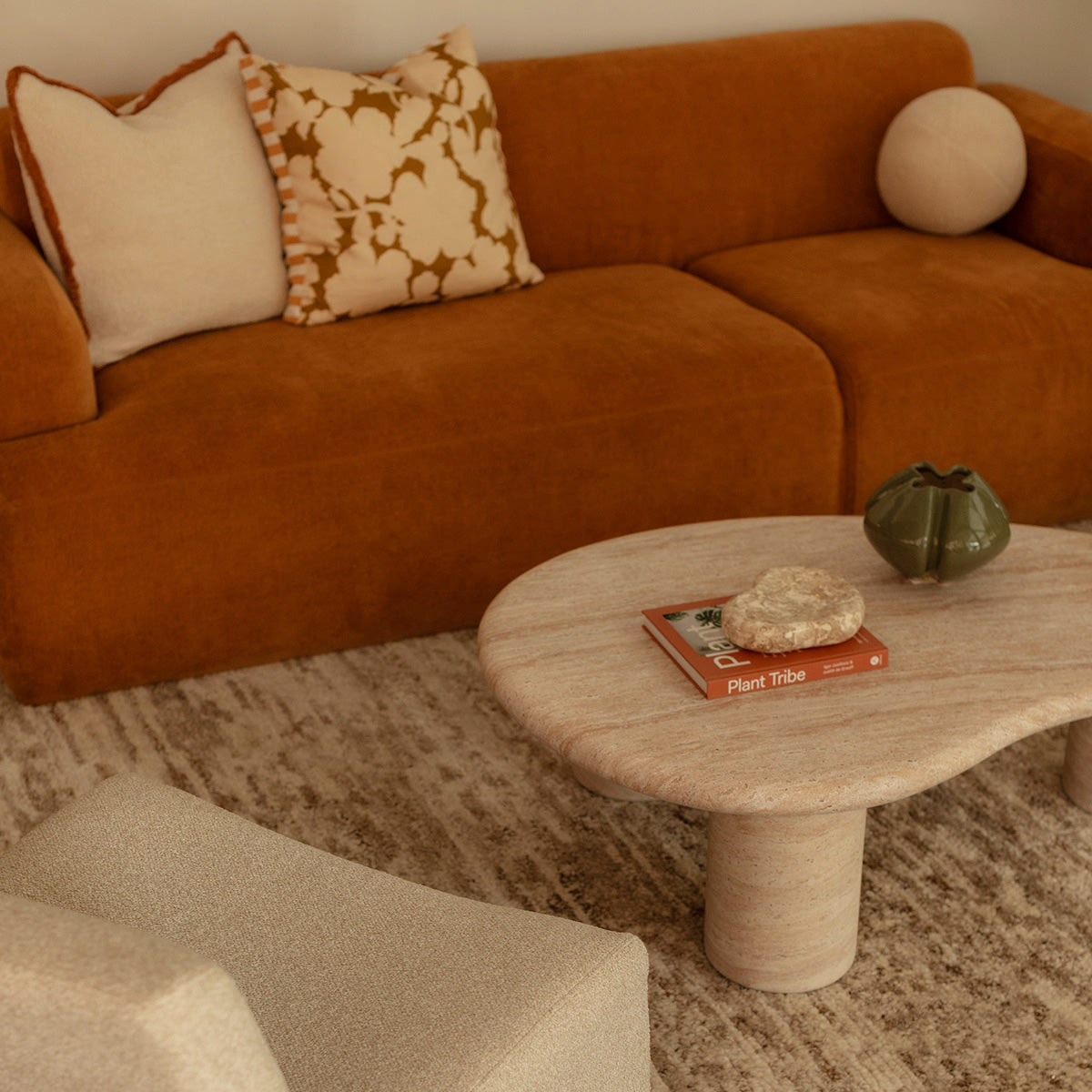 Azzurra Modern Travertine Coffee Table - Elegant Living Room Centerpiece for Home Decor & Entertaining