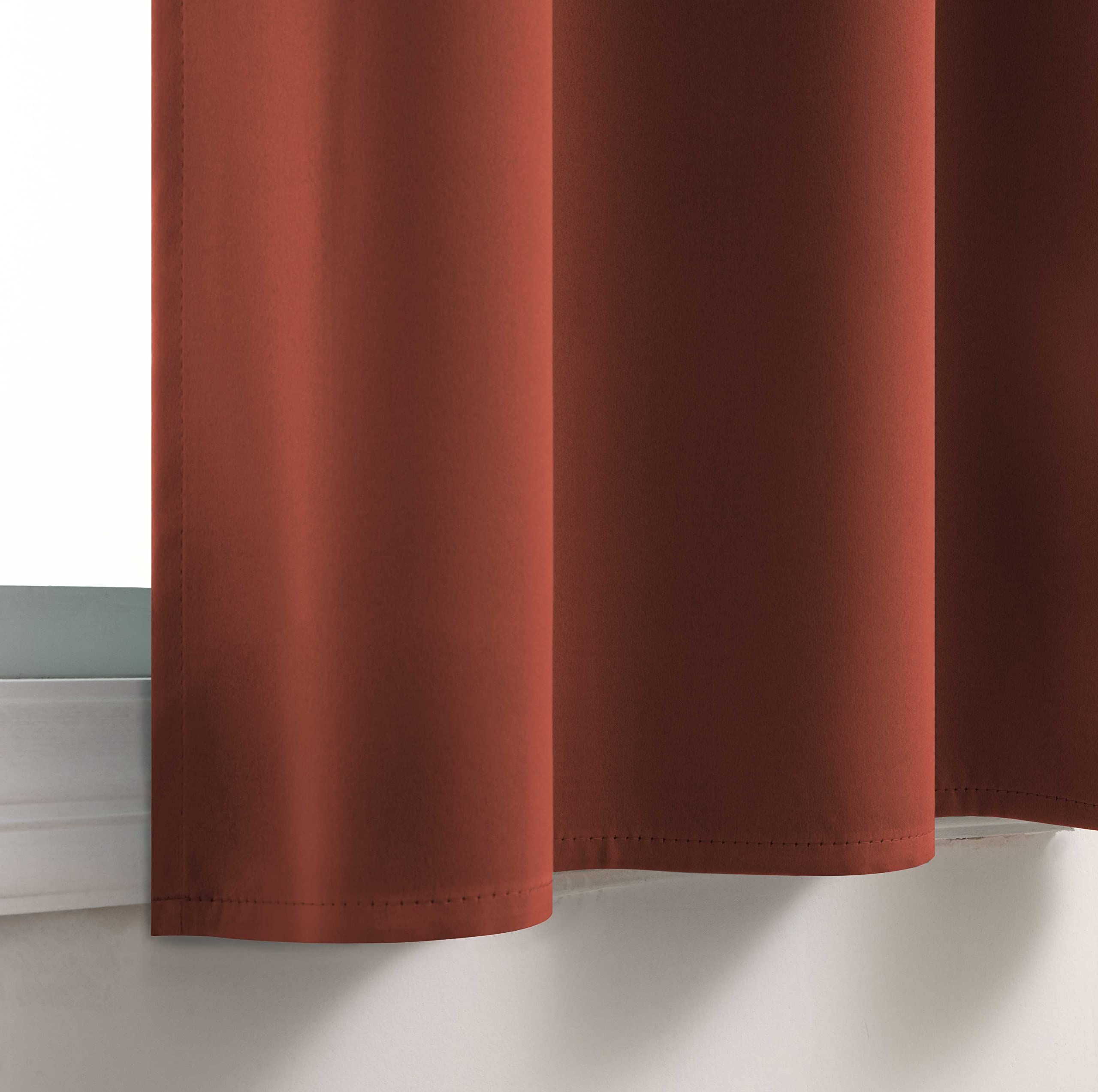 Burnt Orange Pumpkin Rust Short Blackout Curtains - 24 Inch Length for Kitchen, Bathroom, Camper & RV - Room Darkening Grommet Cafe Curtains in Terracotta, Ochre & Tangerine - Perfect for Fall Decor, Cozy Home & Seasonal Window Treatments