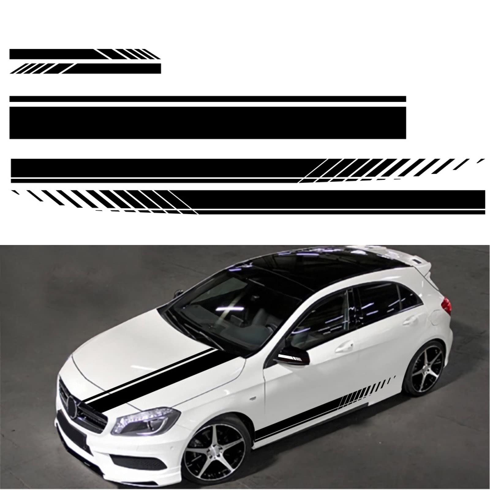 5Pcs Car Stickers Set - Decorative Body Decals for Doors, Hood & Rearview Mirror - Racing Stripes Vinyl Stickers for Cars, Trucks & SUVs - Perfect for Customizing Your Vehicle & Car Shows