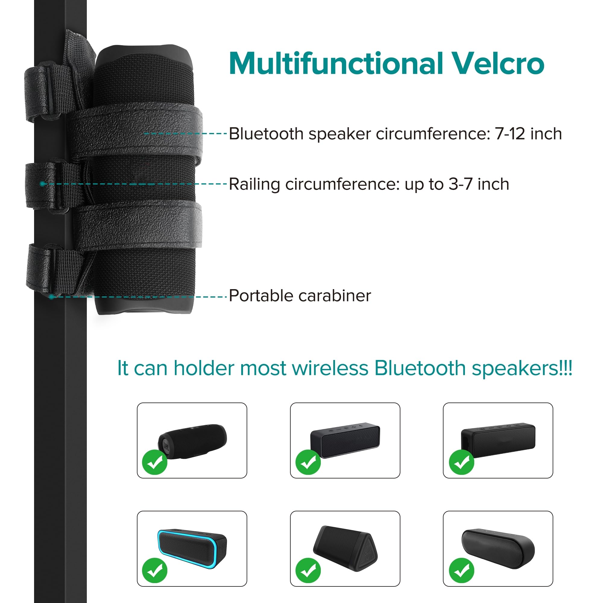 HomeMount Bike Speaker Mount - Universal Speaker Holder Strap for Bicycle, Golf Cart & Boat | Compatible with Most Portable Bluetooth Speakers | Perfect for Outdoor Activities, Cycling & Water Sports