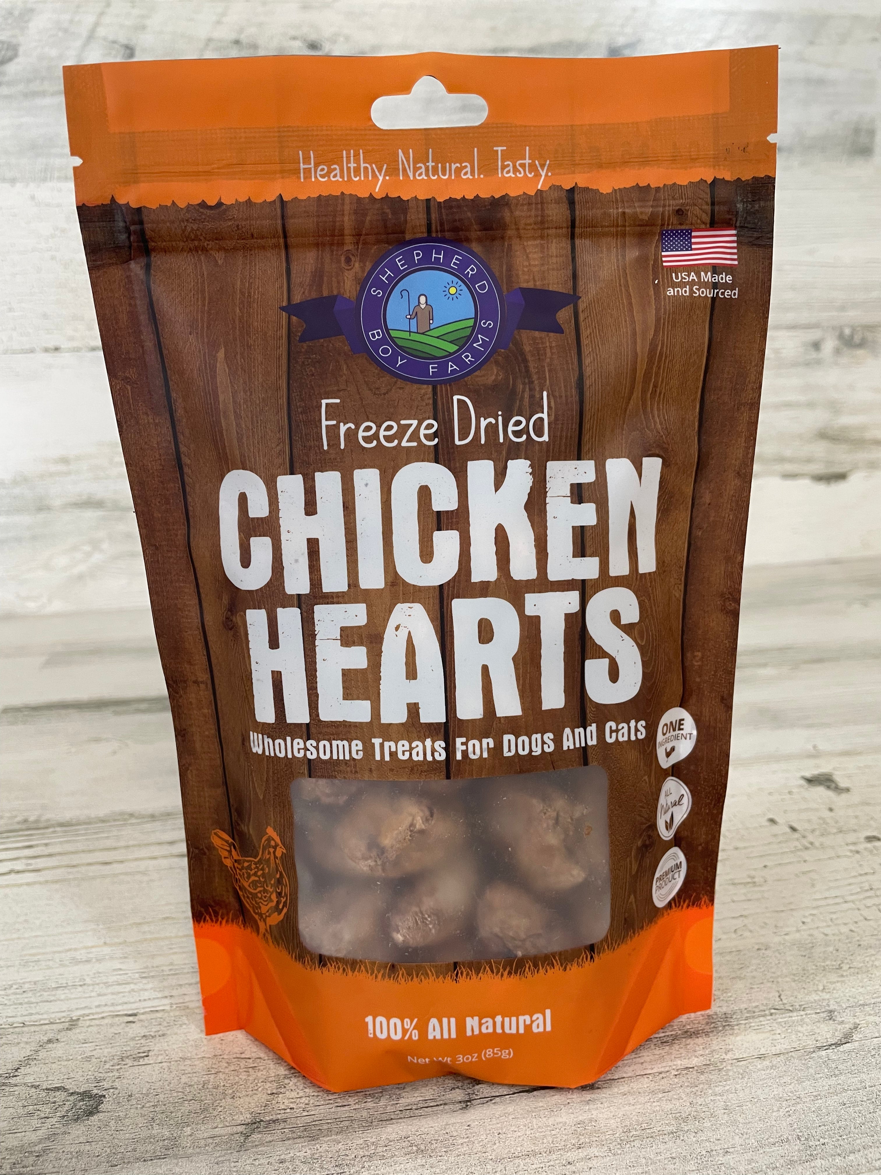 Premium Freeze Dried Chicken Heart Dog Treats by Shepherd Boy Farms - 3oz | All-Natural Protein Snacks for Training, Rewards & Dental Health