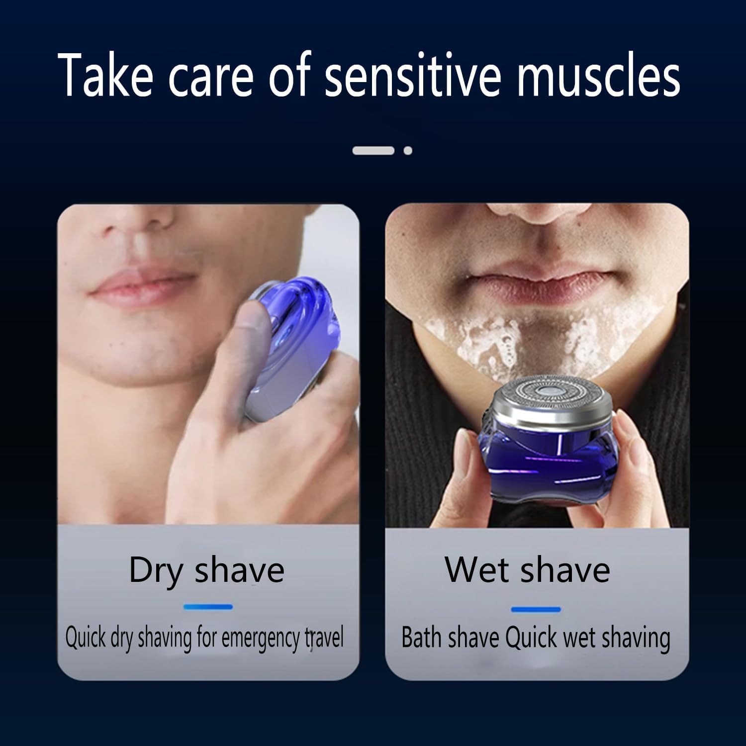 Zao Mini Electric Shaver for Men 2024 - Waterproof USB Rechargeable Beard Trimmer, Powerful Storm Shaver with Pocket Size Design, Washable Silver Electric Razor - Perfect for Travel, Gym & Daily Grooming