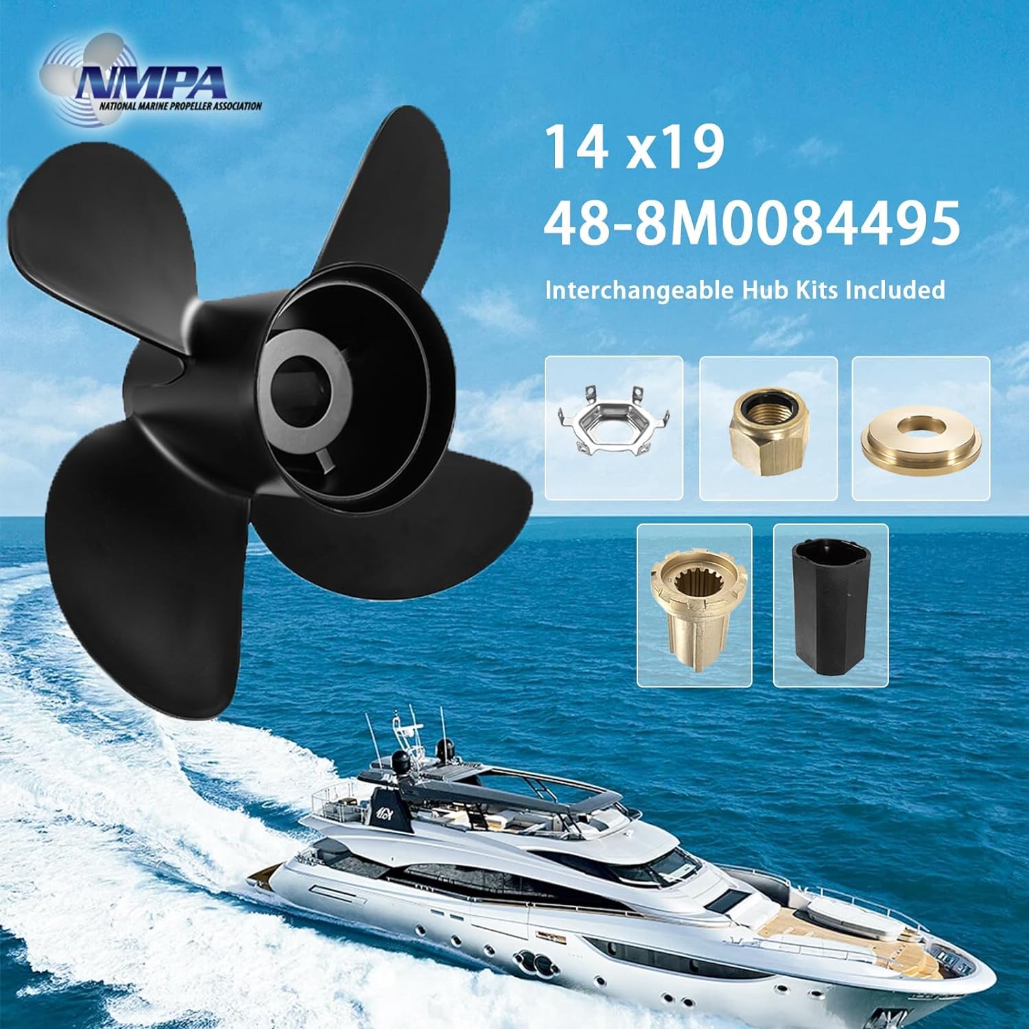 VIF Boat Propeller for Mercury Mercruiser Alpha One/Bravo One Outboard Motors 135-300 HP 2 & 4-Stroke - 15 Spline Tooth Aluminum Prop (Right Hand Rotation) - Perfect for Fishing, Boating & Water Sports