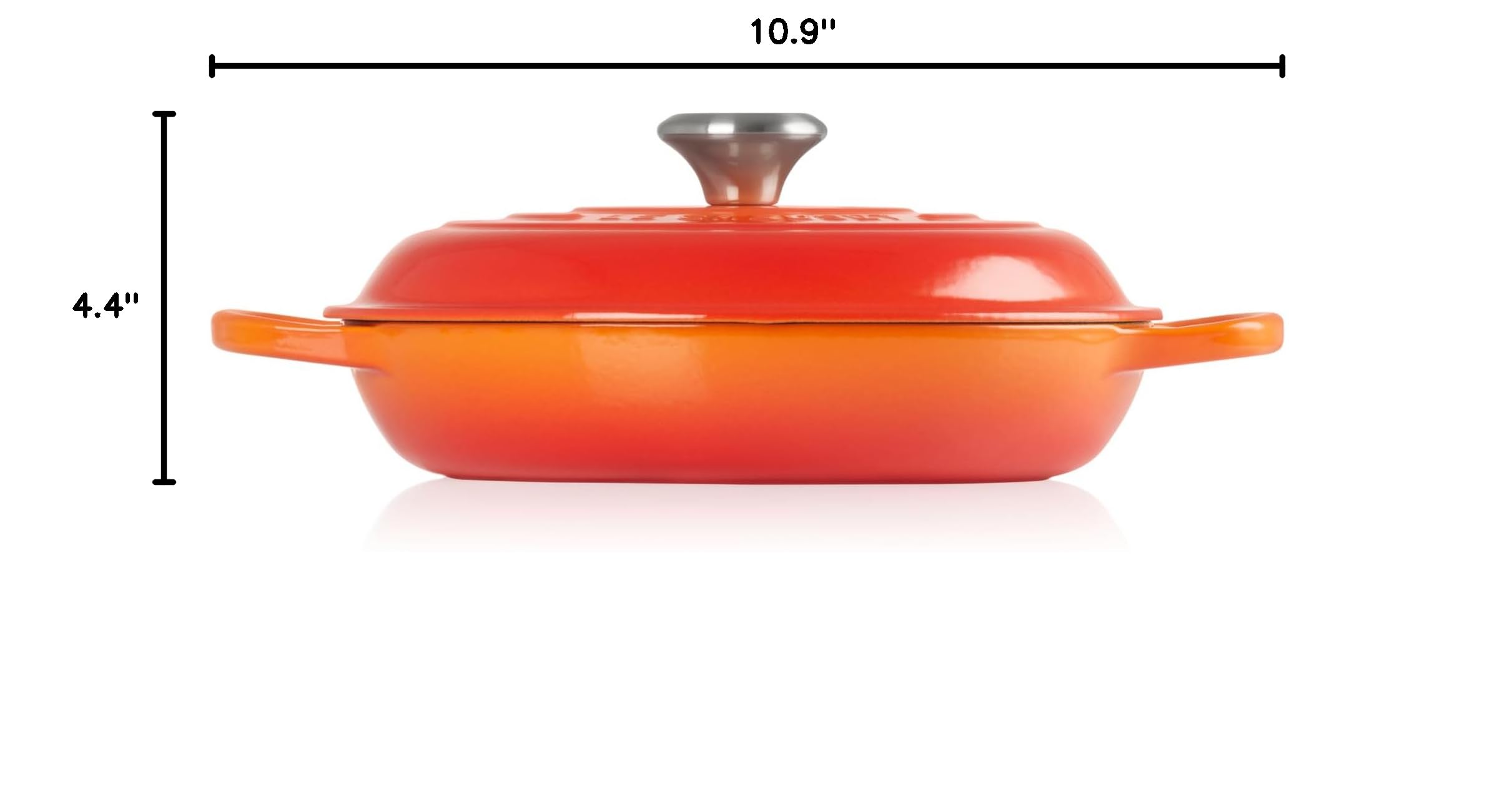 Le Creuset Enameled Cast Iron Signature Braiser 2.25 Quart - Flame Orange Dutch Oven for Braising, Roasting & Baking - Perfect for Stovetop, Oven & Table Serving