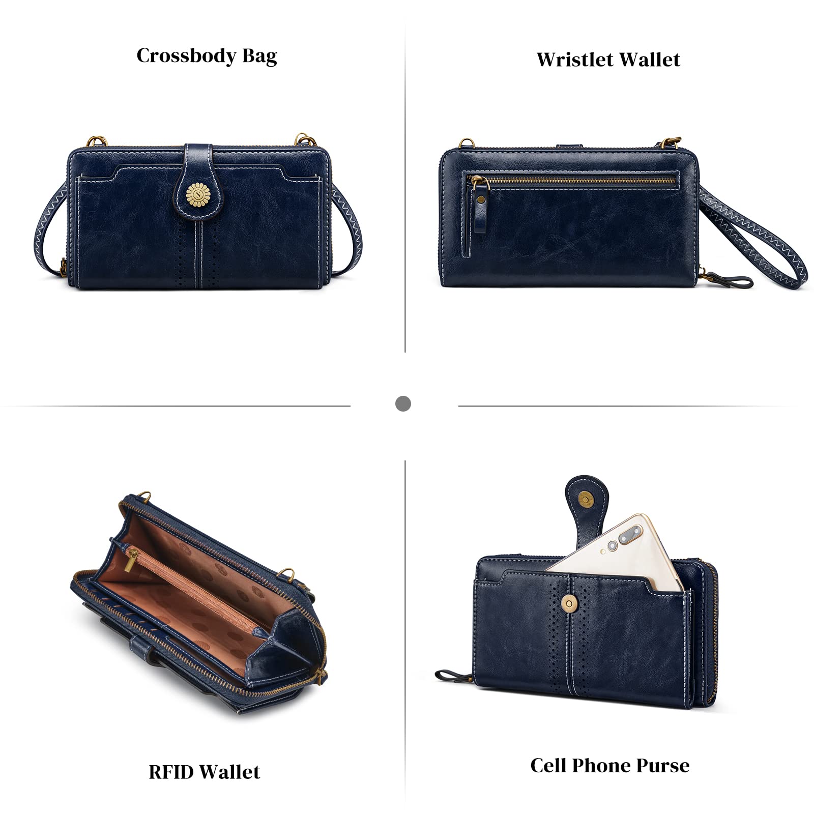S-ZONE Vegan Leather Crossbody Bag for Women - Small RFID Blocking Phone Purse with 2 Adjustable Straps | Perfect for Everyday Use, Travel & Shopping