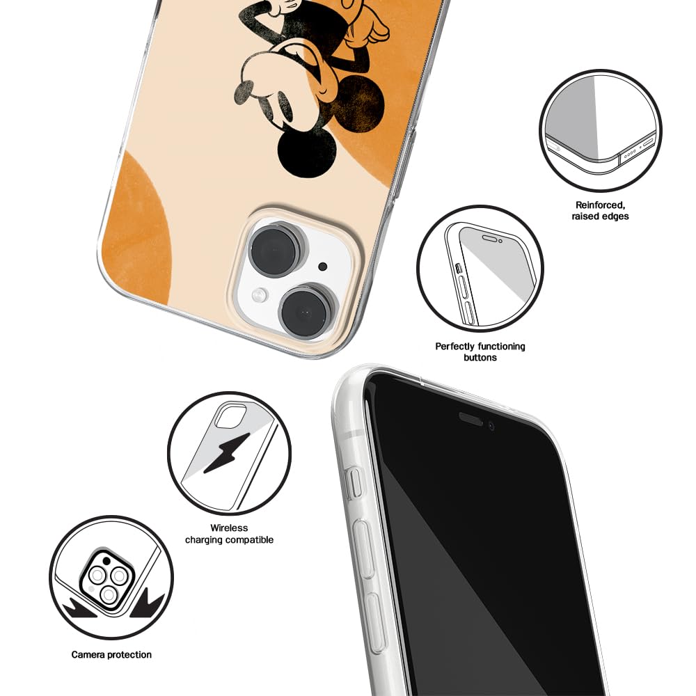 Original & Officially Licensed Disney Mickey Mouse iPhone 14 Case - Shockproof TPU Phone Cover with Precise Fit - Perfect for Everyday Use, Travel & Disney Fans