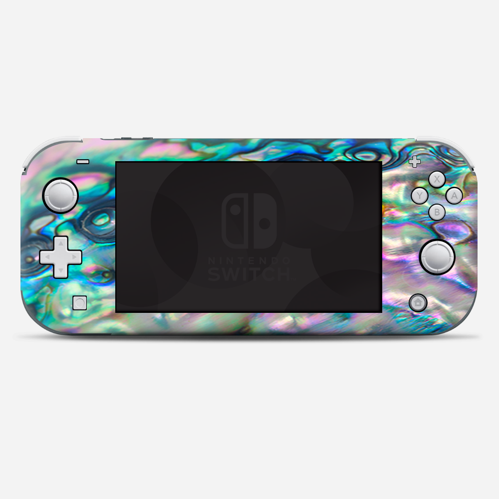 Natural Abalone Shell Pink Green Blue Opal Skin Cover for Nintendo Switch Lite - Durable Protective Case for Gaming & Travel