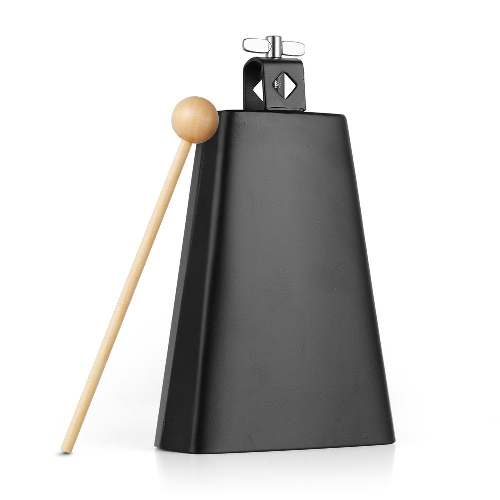 Vangoa 7 Inch Metal Steel Cow Bell with Handle Stick - Loud Percussion Instrument for Drum Kits, Sports Games, Cheering, Weddings & Outdoor Events - Perfect for Drummers, Bands & Fans