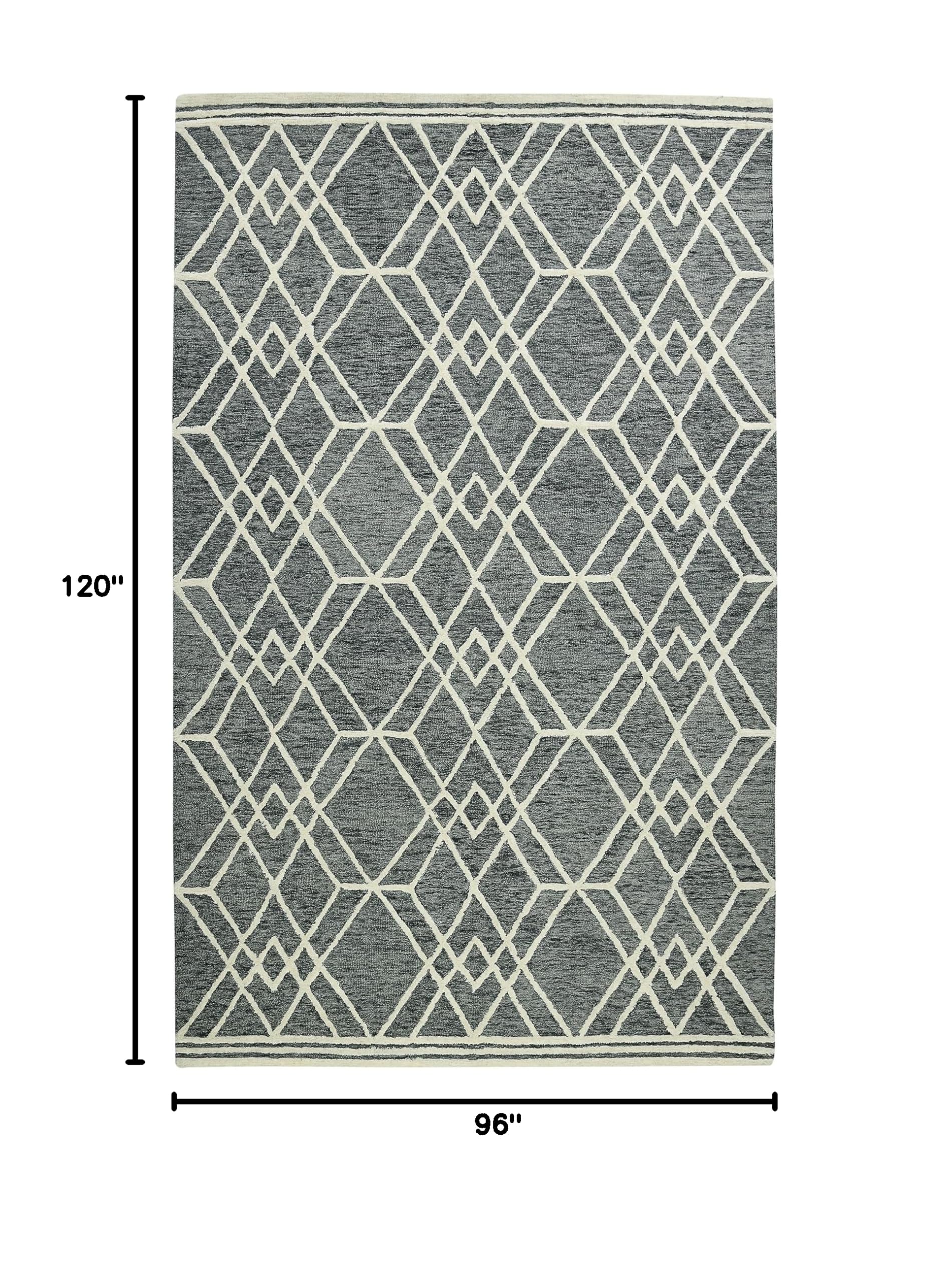 AMER Rugs Vista Duncan Collection 8x10 Hand-Hooked 100% Wool Area Rug - Geometric Grey Pattern for Living Room, Bedroom & Kitchen | Durable Floor Covering for Home Decor & High Traffic Areas