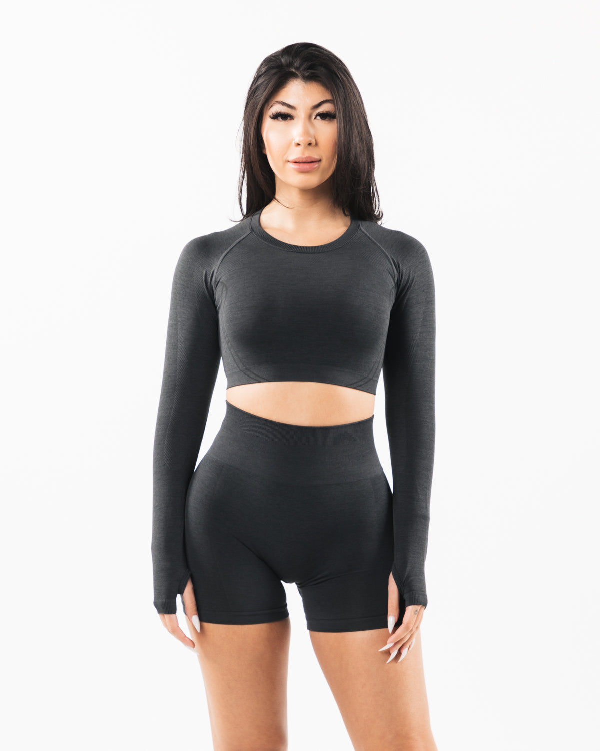 Stratus LS Crop Shadow - Lightweight Breathable Running Top for Women | Perfect for Jogging, Gym Workouts & Outdoor Activities