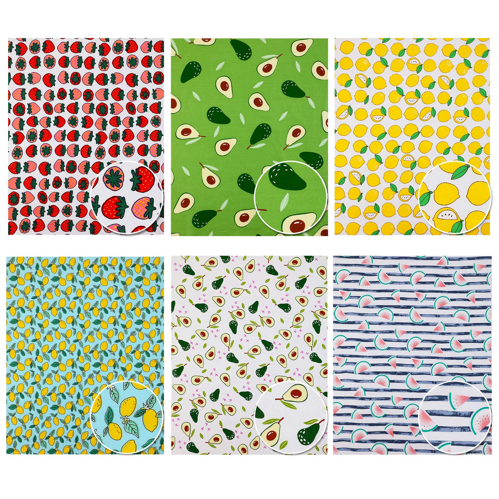 12-Piece Printed Fruit Fabric Fat Quarters Bundle - 20