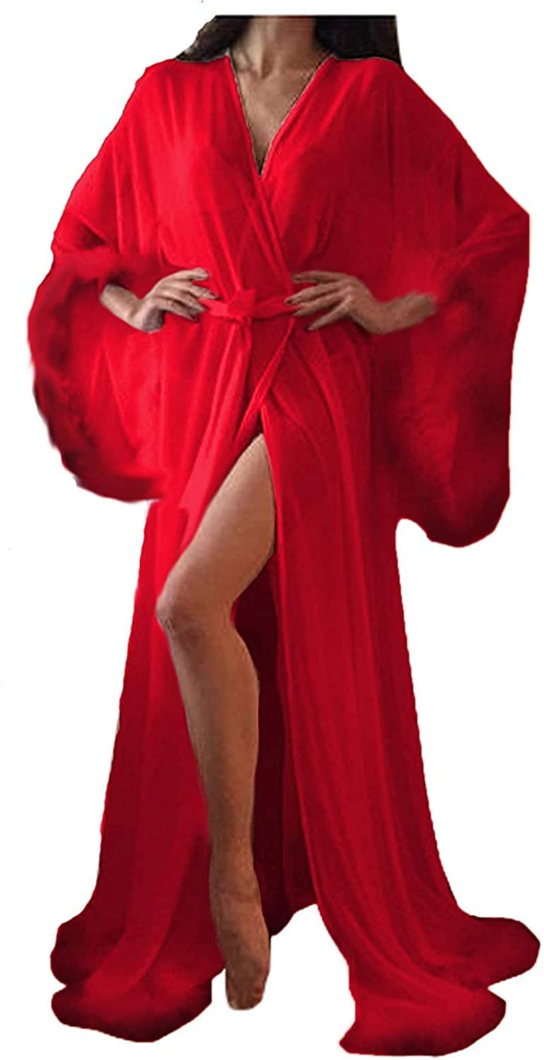 Elegant Women's Bridal Robe - Lace Collar Long Lingerie Nightgown & Bathrobe for Wedding, Honeymoon, Sleepwear and Bridal Party Dress