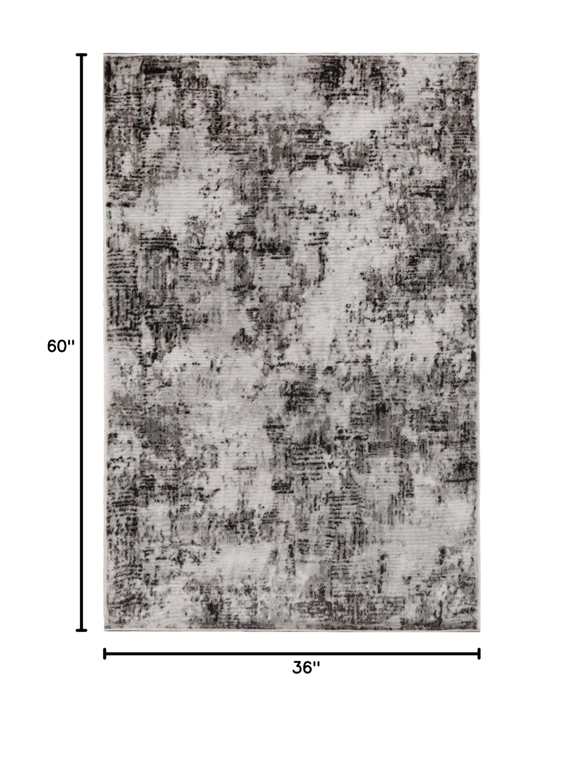 Premium Indoor Area Rug with Cotton Backing - Modern Abstract Distressed Design for Living Room, Bedroom, Office & Entryway - Euphemia Collection 3'x5' Charcoal - Perfect for Hardwood Floors, Kitchen, Dining & Home Decor