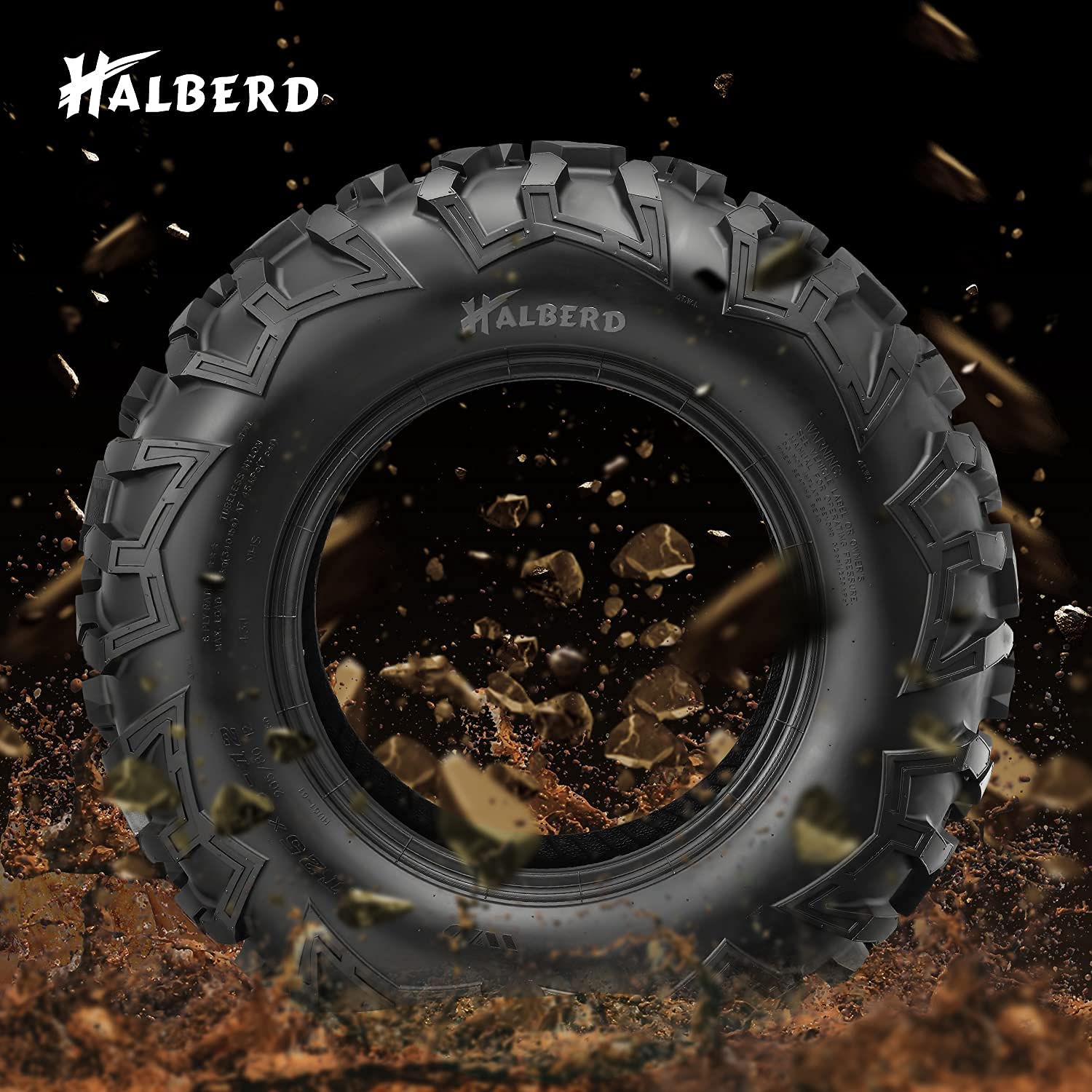 HALBERD 6PLY ATV Tires 25x10-12 - All Terrain Off-Road Tires for ATV/UTV - 6PR Tubeless with 17mm Tread Depth - Pack of 1 - Perfect for Trail, Sand & Mud Riding