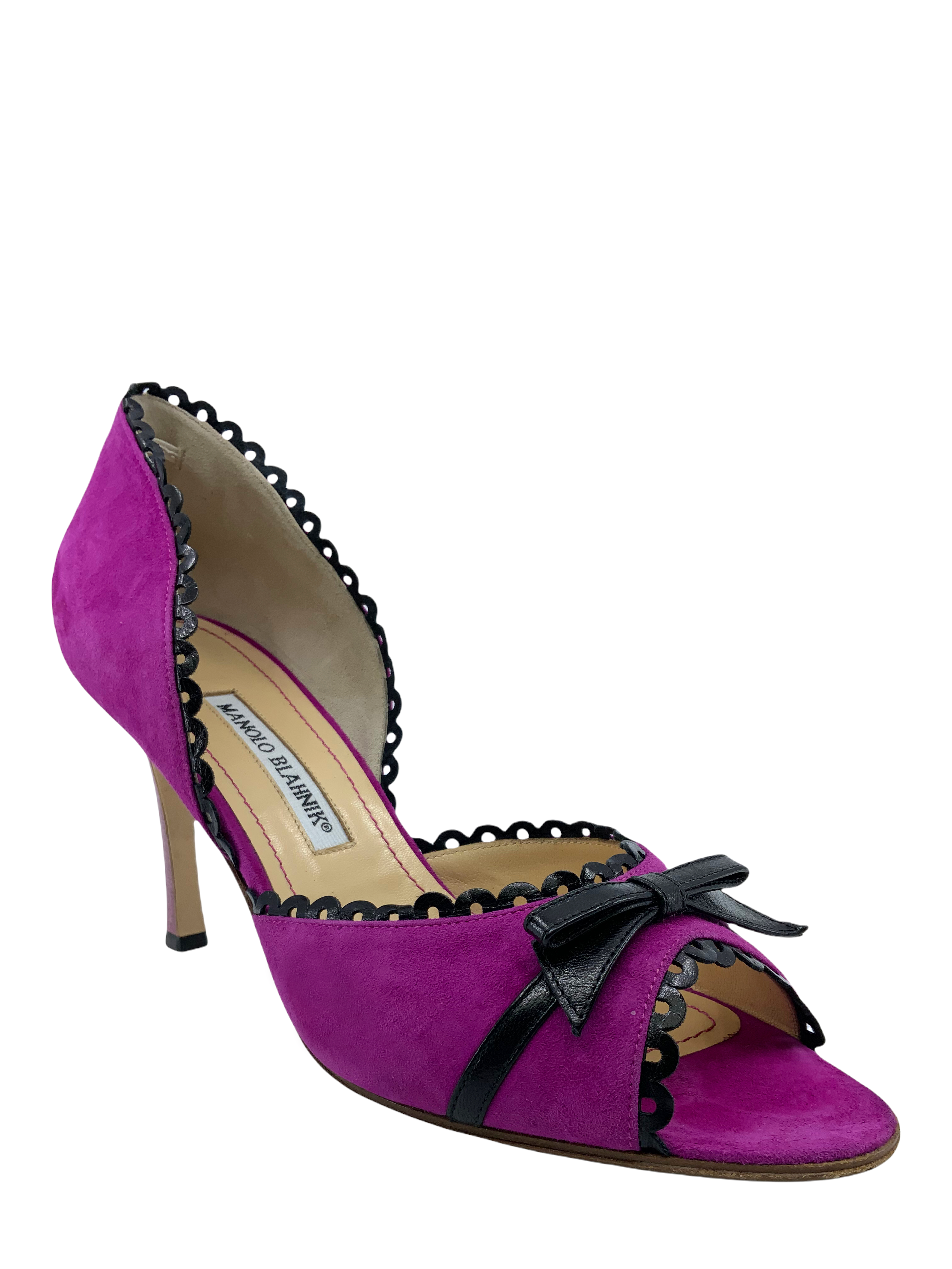 Manolo Blahnik Suede d'Orsay Pumps Women's Size 10.5 - Elegant High Heels for Evening Parties & Formal Events