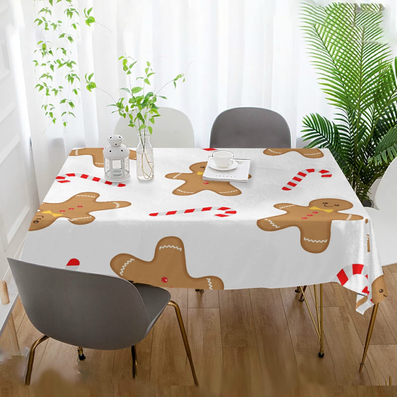 Festive Christmas Gingerbread Man Tablecloth 60