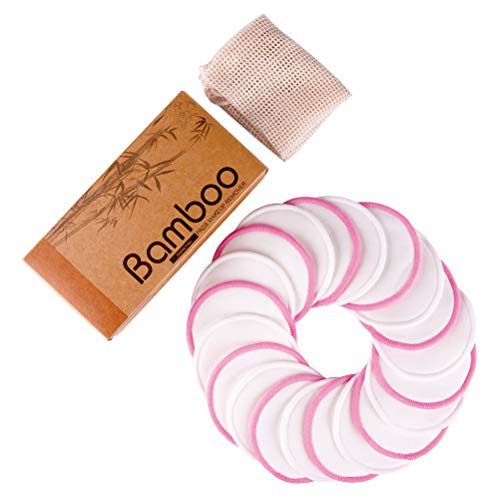 Uonlytech 20Pcs Reusable Makeup Remover Cotton Pads with Mesh Storage Bag - Gentle Facial Cleansing for Sensitive Skin | Perfect for Travel & Daily Beauty Routine