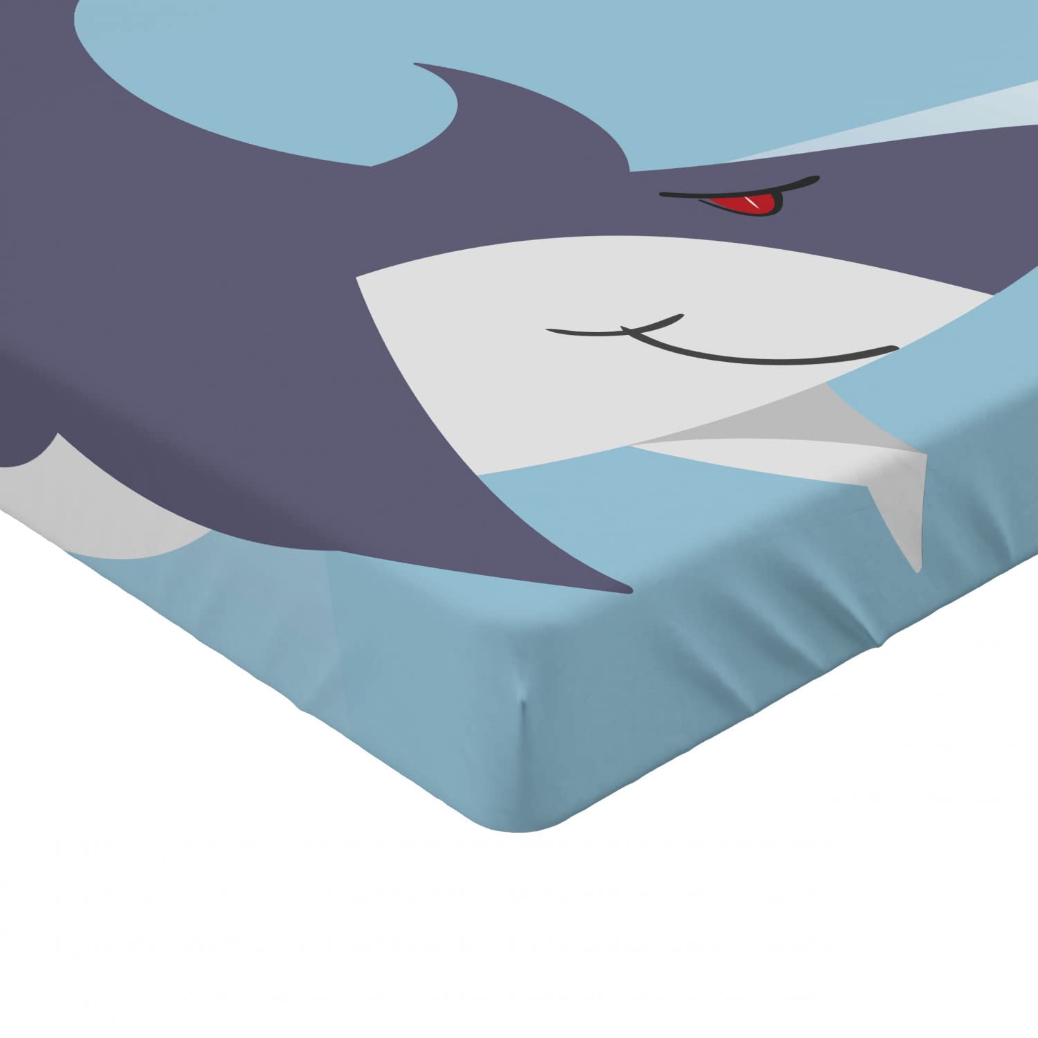 Ambesonne Yellow Submarine Fitted Sheet - Shark & Vessel Ocean Bubbles Underwater Cartoon Theme - Deep Pocket Elastic Queen Size Bed Cover in Blue Grey Yellow - Perfect for Kids' Rooms, Beach Themed Decor & Nautical Bedrooms