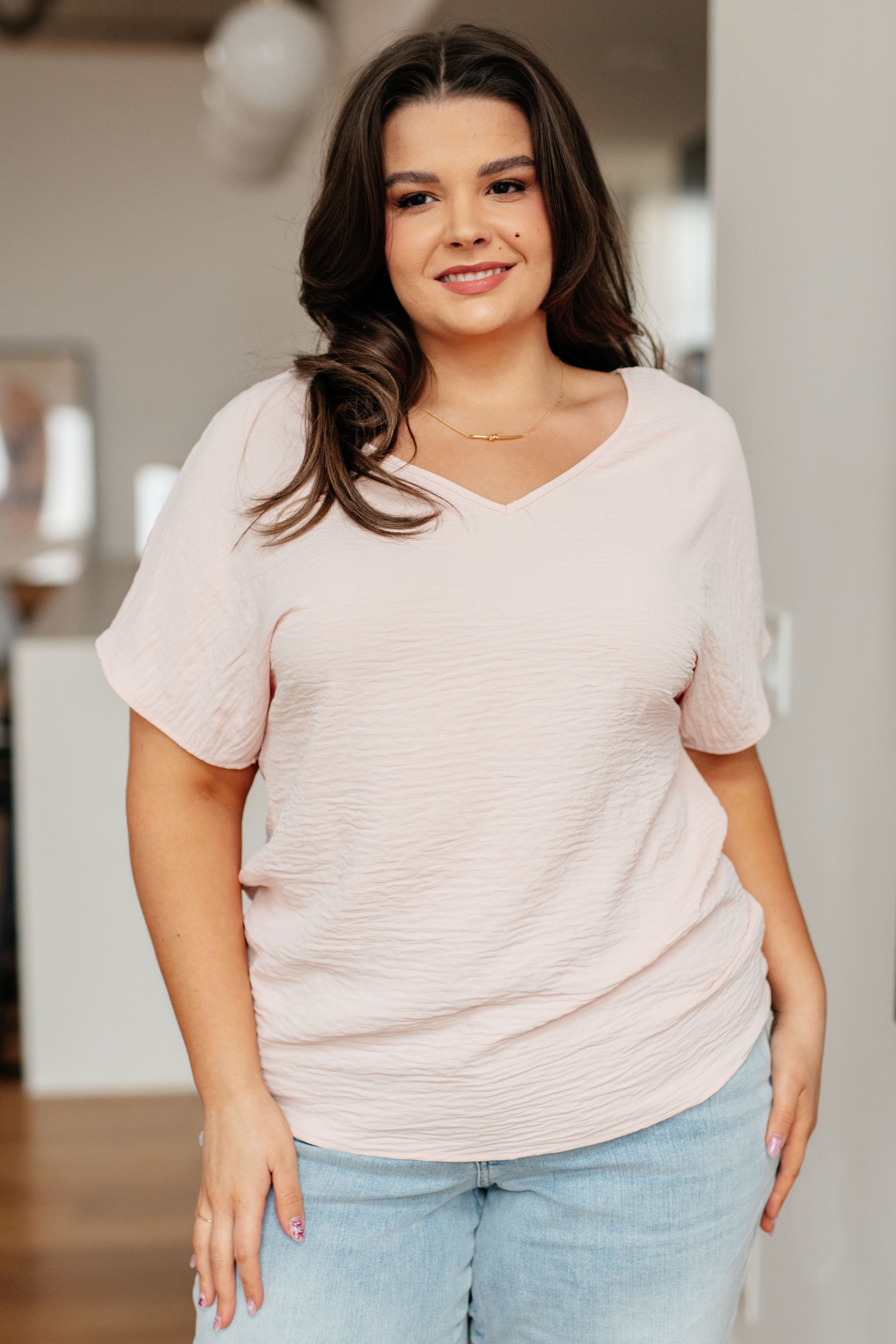 Blush V Neck Top for Women - Soft & Comfortable FAQ T-Shirt - Perfect for Casual Wear, Work & Everyday Outfits
