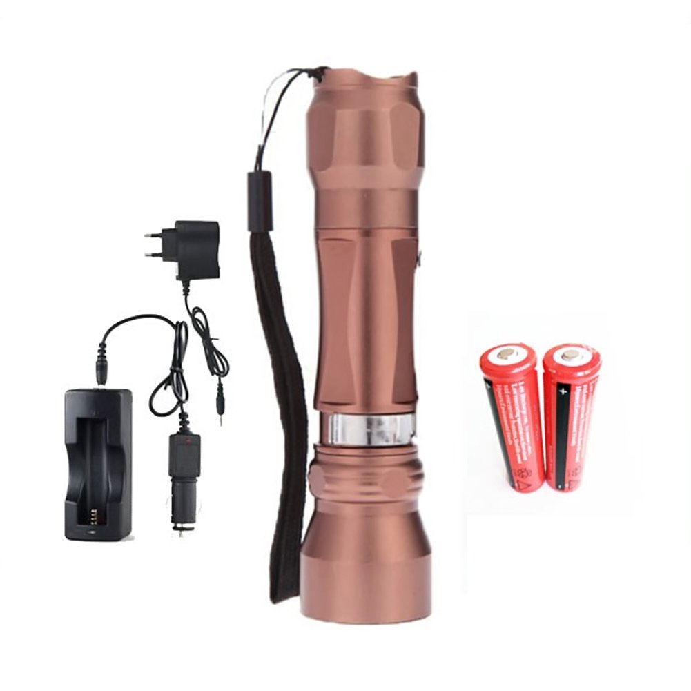 Ultra Bright T6 LED 2000LM Flashlight with Plastic Tube, Holster Holder, AAA Battery Case, Power Adapter, Car Charger & 2 x 18650 Rechargeable Batteries - Perfect for Camping, Hiking, Emergency Kits and Outdoor Adventures