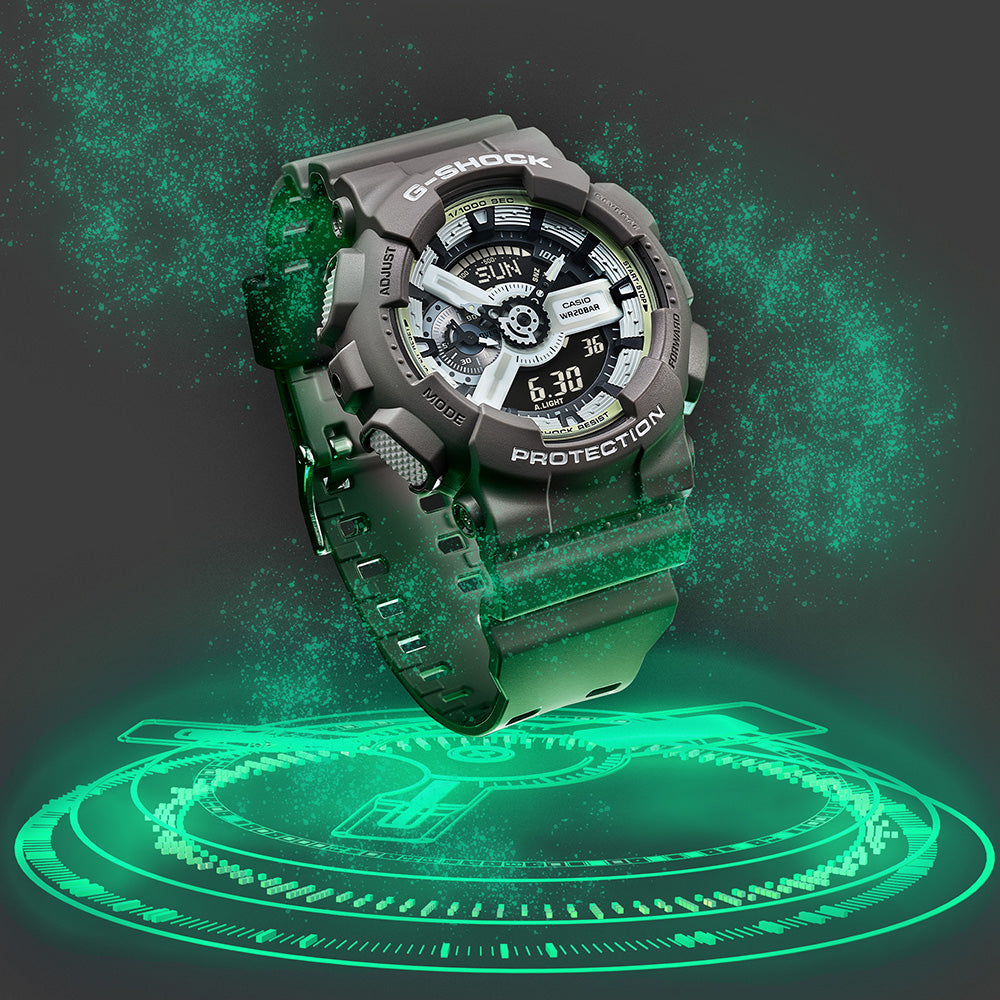 G Shock GA110HD 8A Hidden Glow Watch - Digital Sport Watch for Men with Illuminating Display, Shock Resistant & Waterproof - Perfect for Outdoor Activities, Running & Nighttime Use