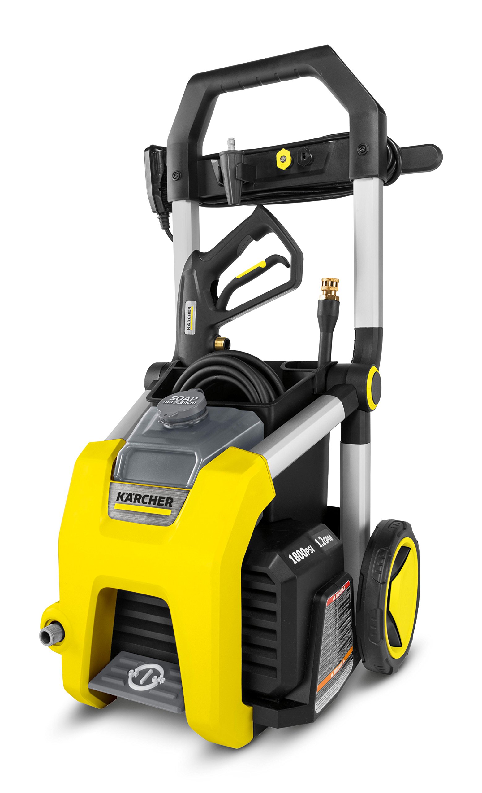 Karcher K1800 Electric Pressure Washer - 1800 PSI, 1.3 GPM, Includes Turbo, 15°, and Soap Nozzles - Perfect for Home, Driveway, Deck, and Patio Cleaning