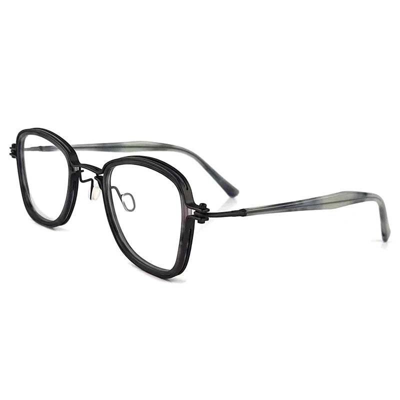 Stylish Black Acetate & Titanium Square Eyeglasses for Women - Full Rim Frame - Perfect for Work, Reading & Fashion Accessories