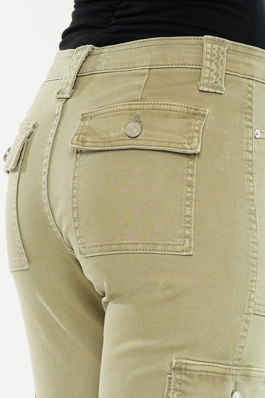 Lavinia Women's High Rise Slim Straight Leg Cargo Pants - Stretch Comfort Fit for Work, Hiking & Casual Wear