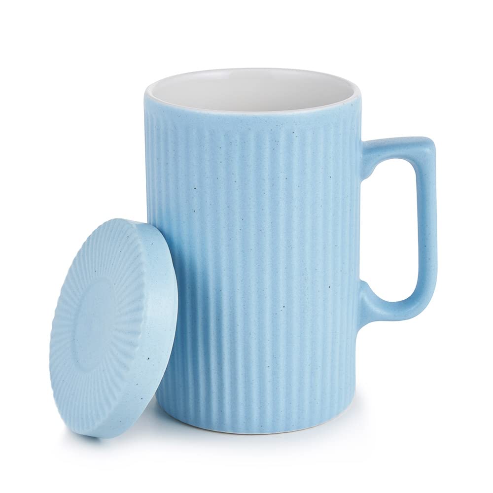 16oz Insulated Coffee Mug with Lid & Coaster - Leakproof Travel Tea Cup, Dishwasher & Microwave Safe, Perfect for Office, Car & Outdoor (Blue)
