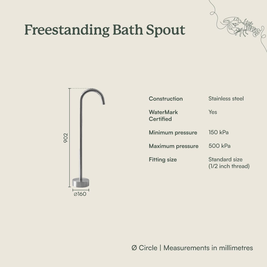 Freestanding Bath Spout in Gunmetal Finish - Modern Waterfall Faucet for Bathtub and Spa - Perfect for Luxury Bathrooms and Relaxing Soaks